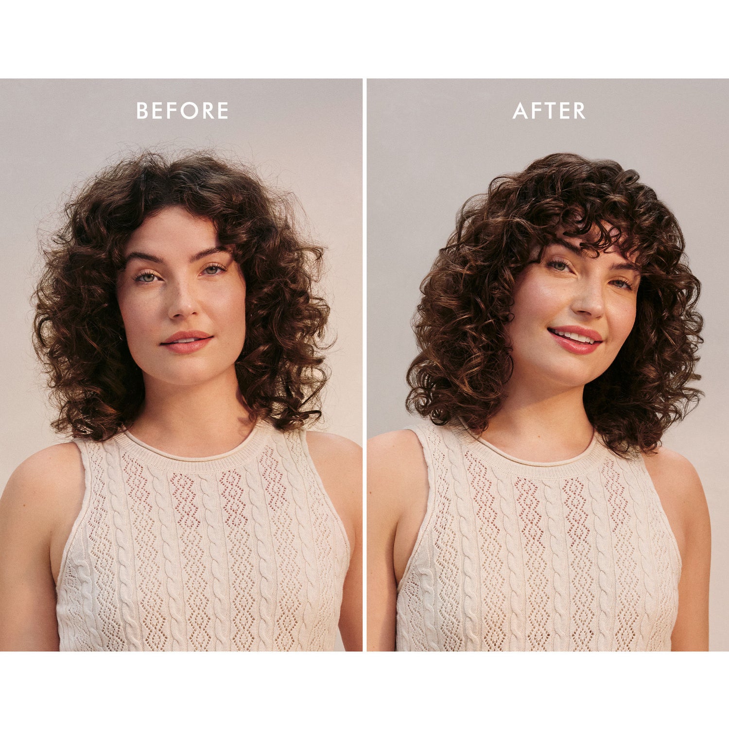 Before and after results of using Moroccanoil Curl Defining Cream variant: 2.5 fl oz