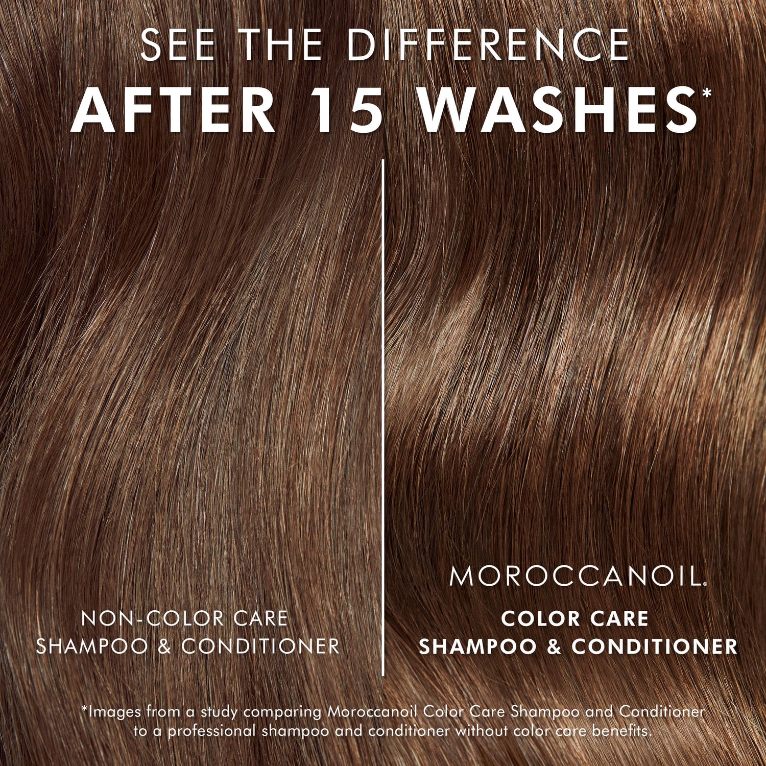 Before and after results of using Moroccanoil Color Care Shampoo