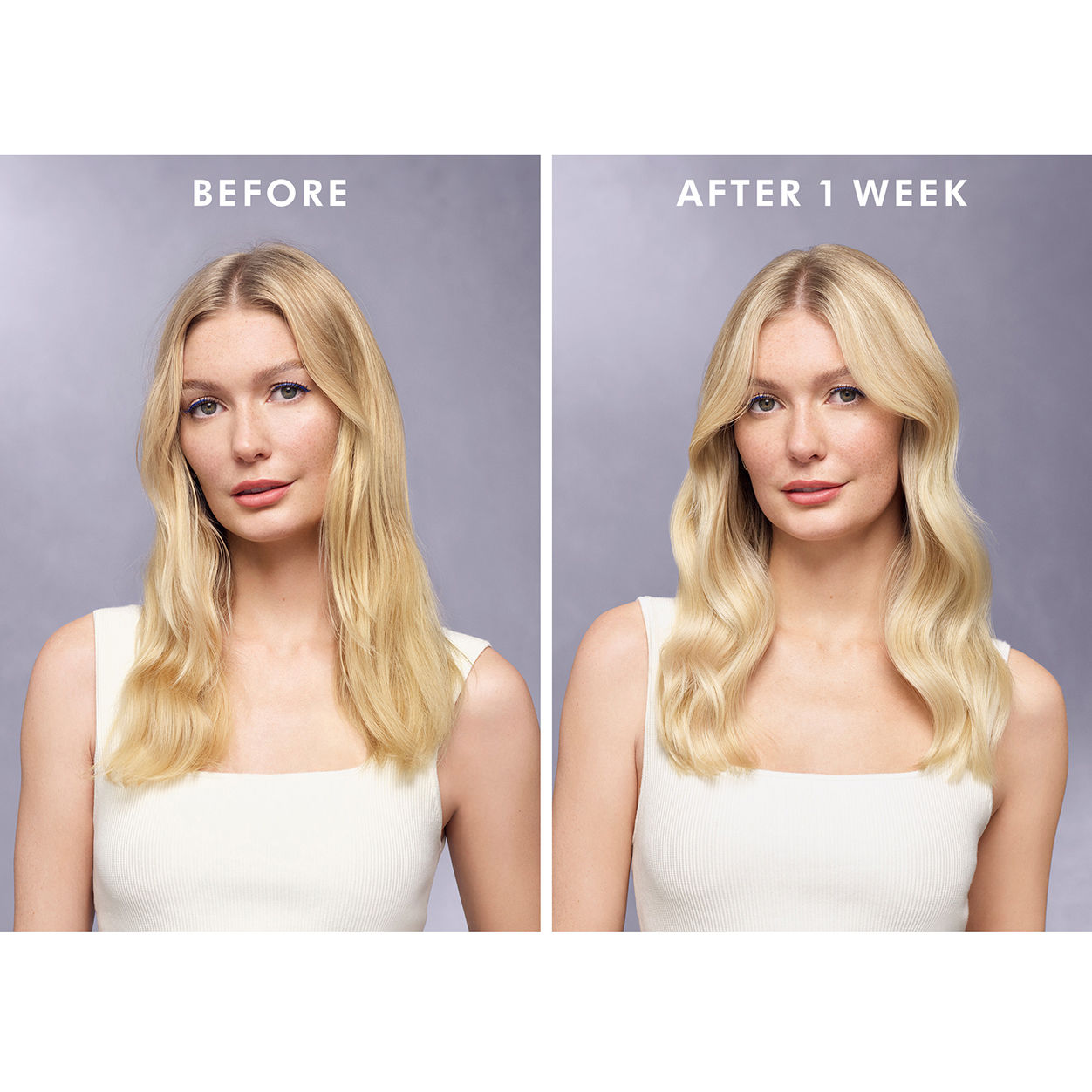 Before and after results of using Moroccanoil Moroccanoil Treatment Purple variant: 1.7 fl oz