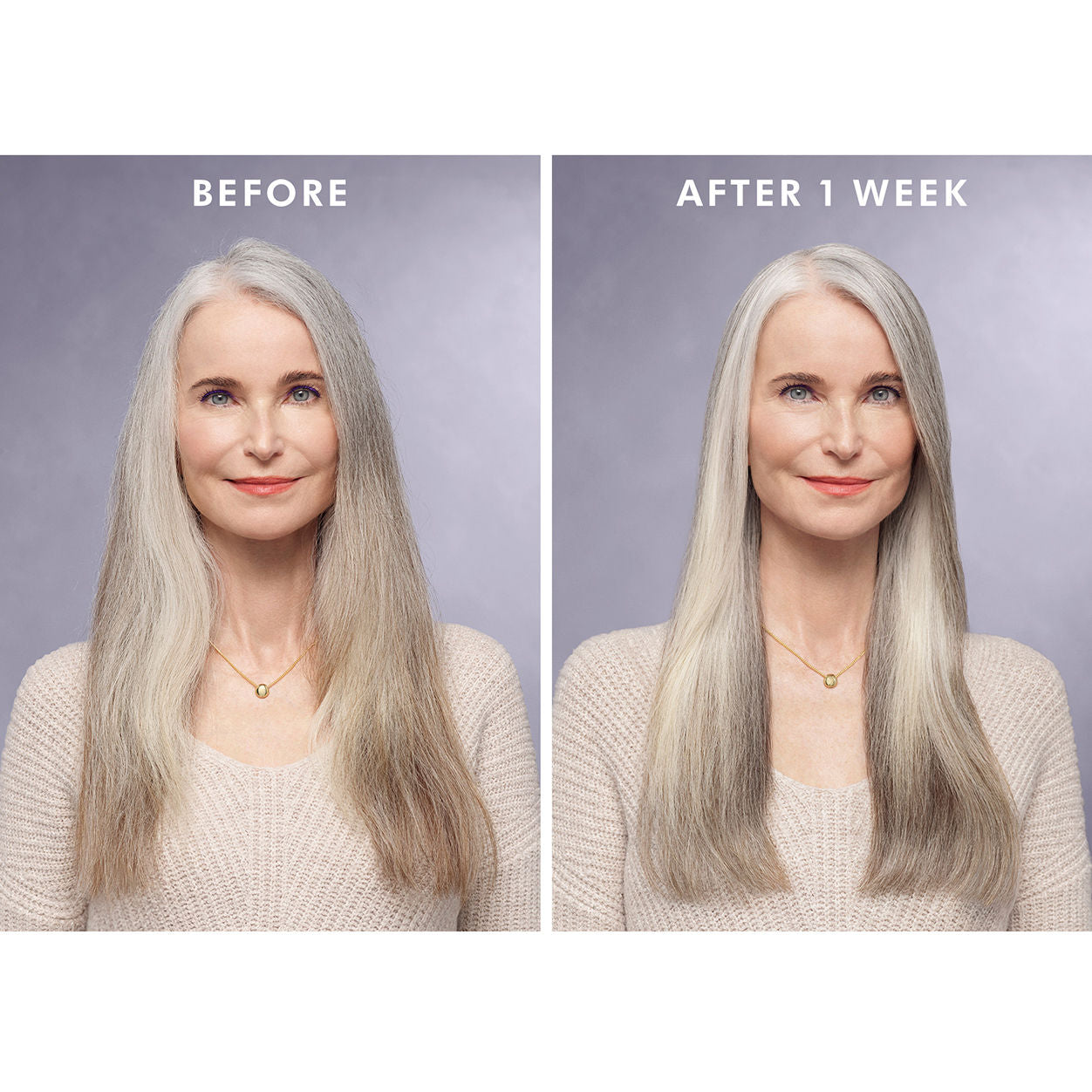 Before and after results of using Moroccanoil Moroccanoil Treatment Purple variant: 1.7 fl oz