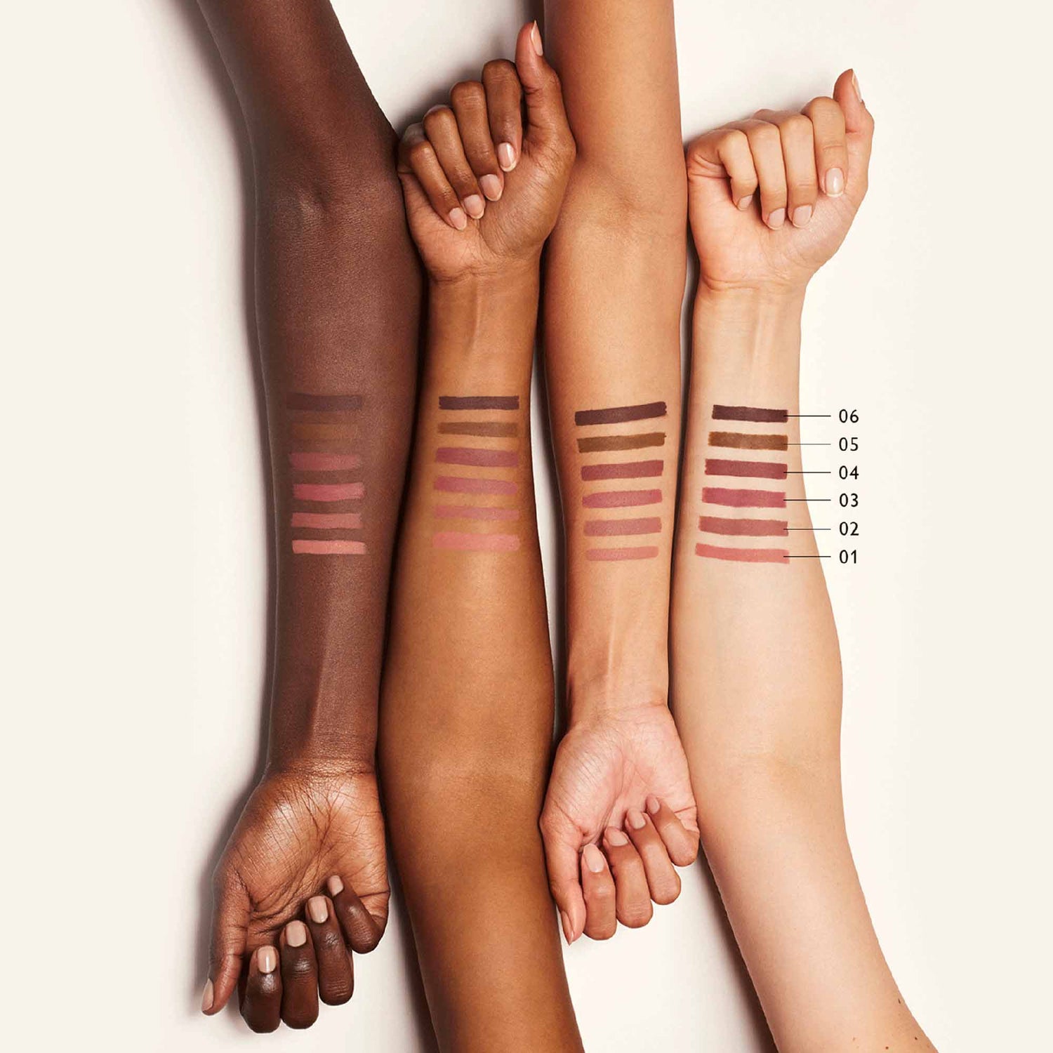 An arm swatch of Victoria Beckham Beauty Lip Definer variant: No. 01
