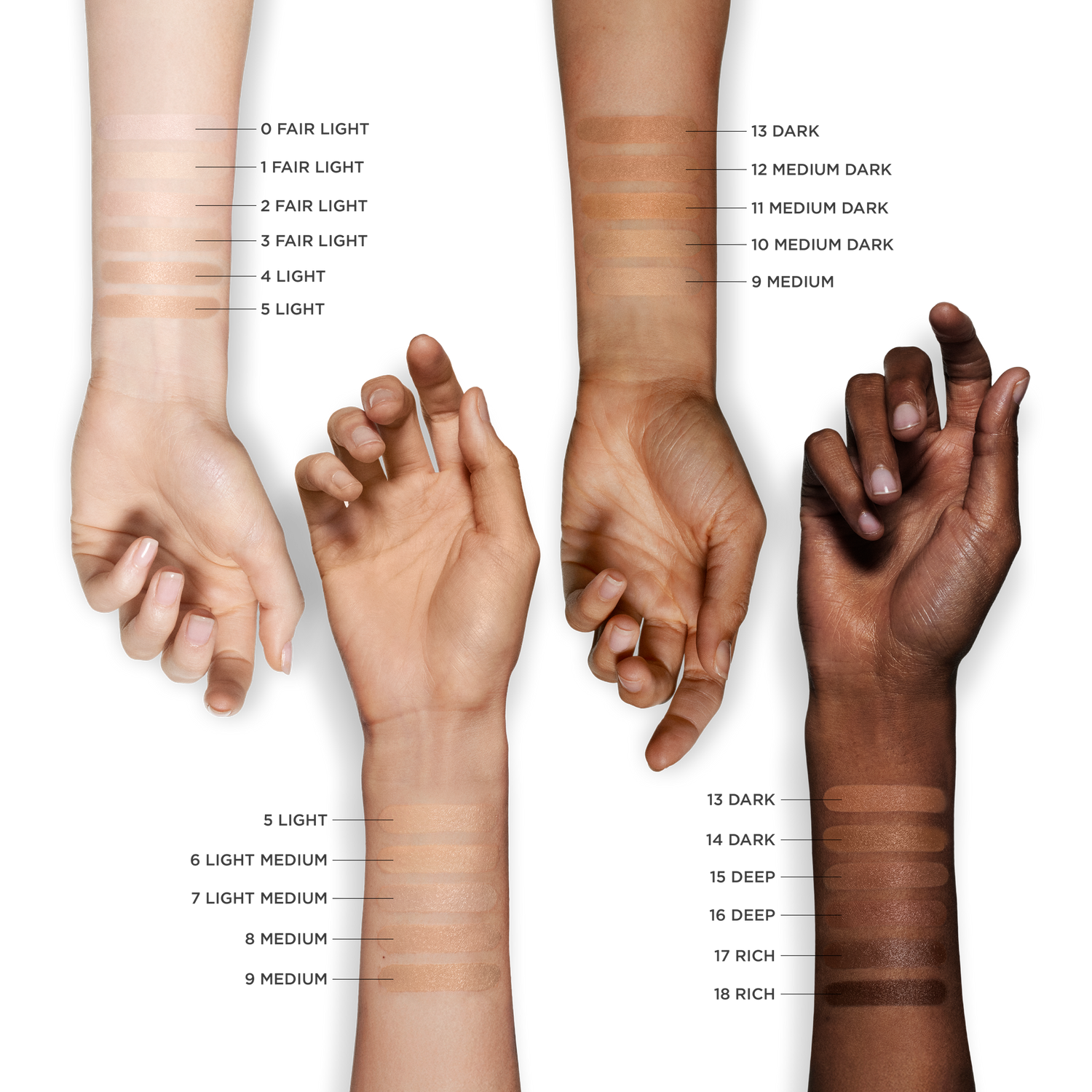 An arm swatch of Victoria Beckham Beauty The Foundation Drops variant: 0 Fair Light