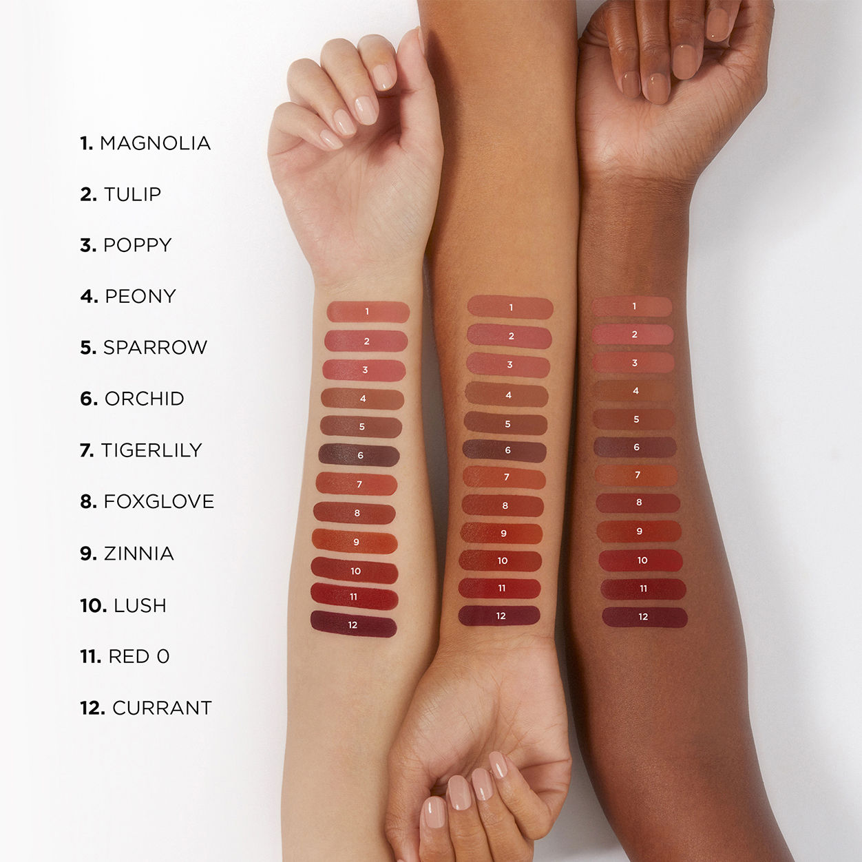 An arm swatch of Hourglass Unlocked Soft Matte Lipstick