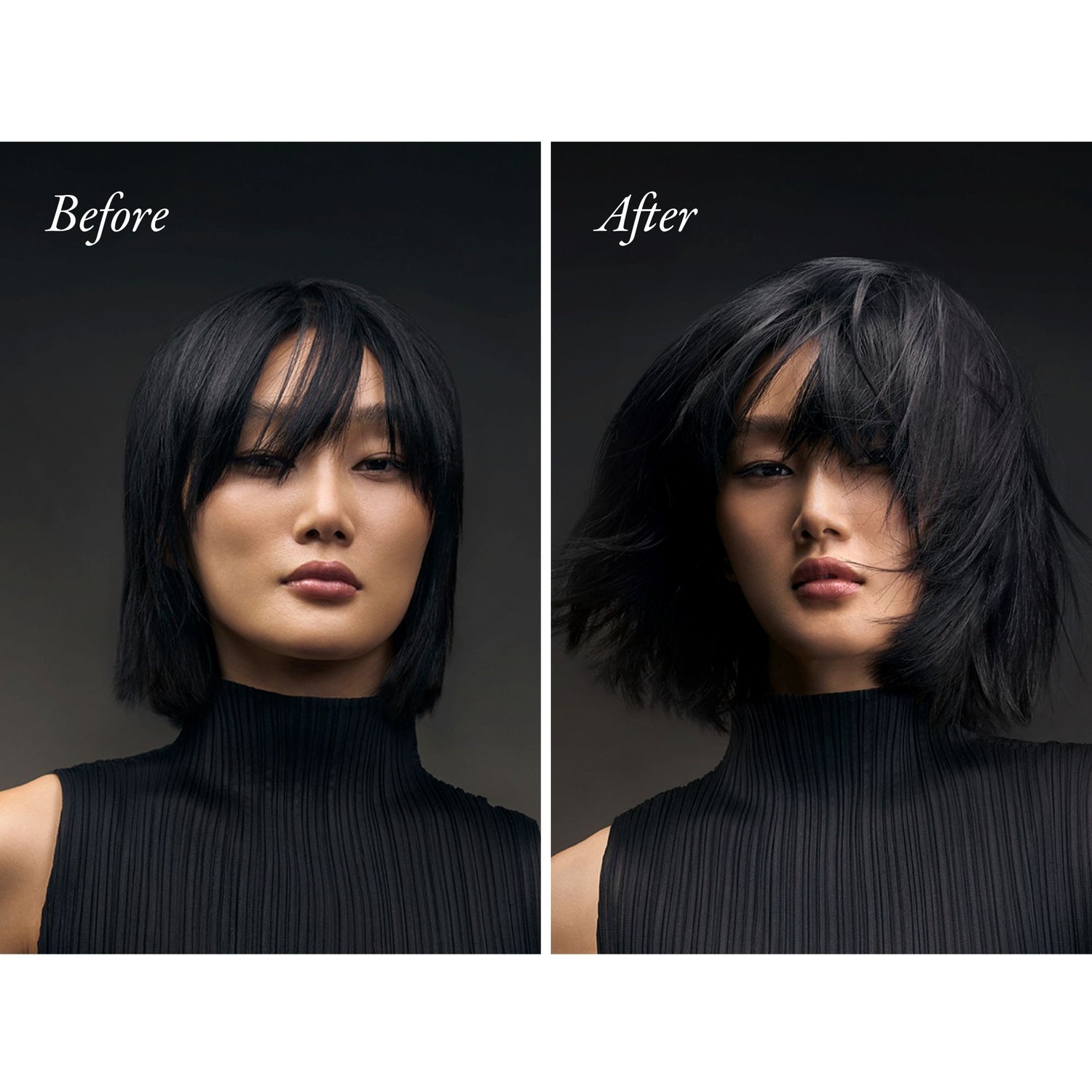 Before and after results of using Oribe Dry Texturizing Spray variant: 2.2 oz