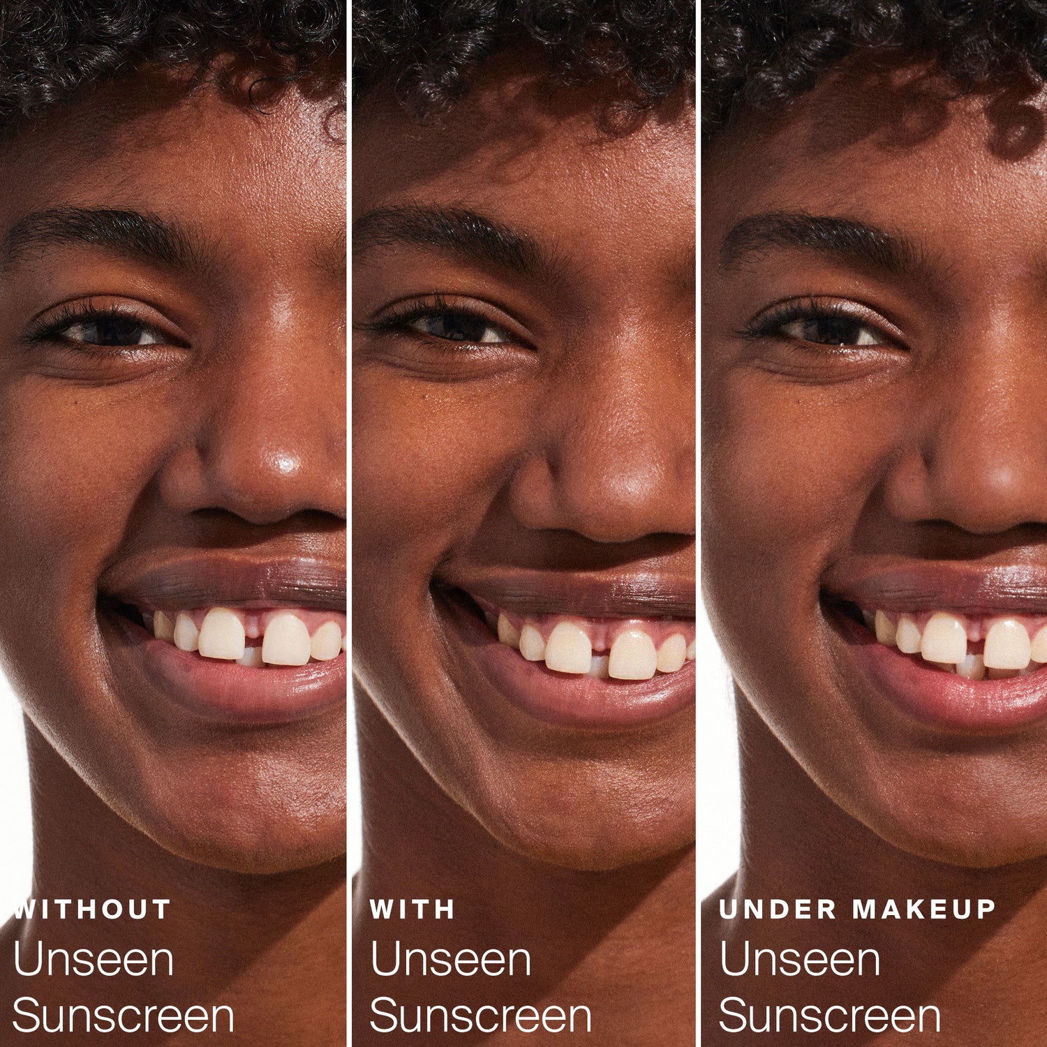 Before and after results of using Supergoop! Unseen Sunscreen SPF 40 variant: 1.7 fl oz