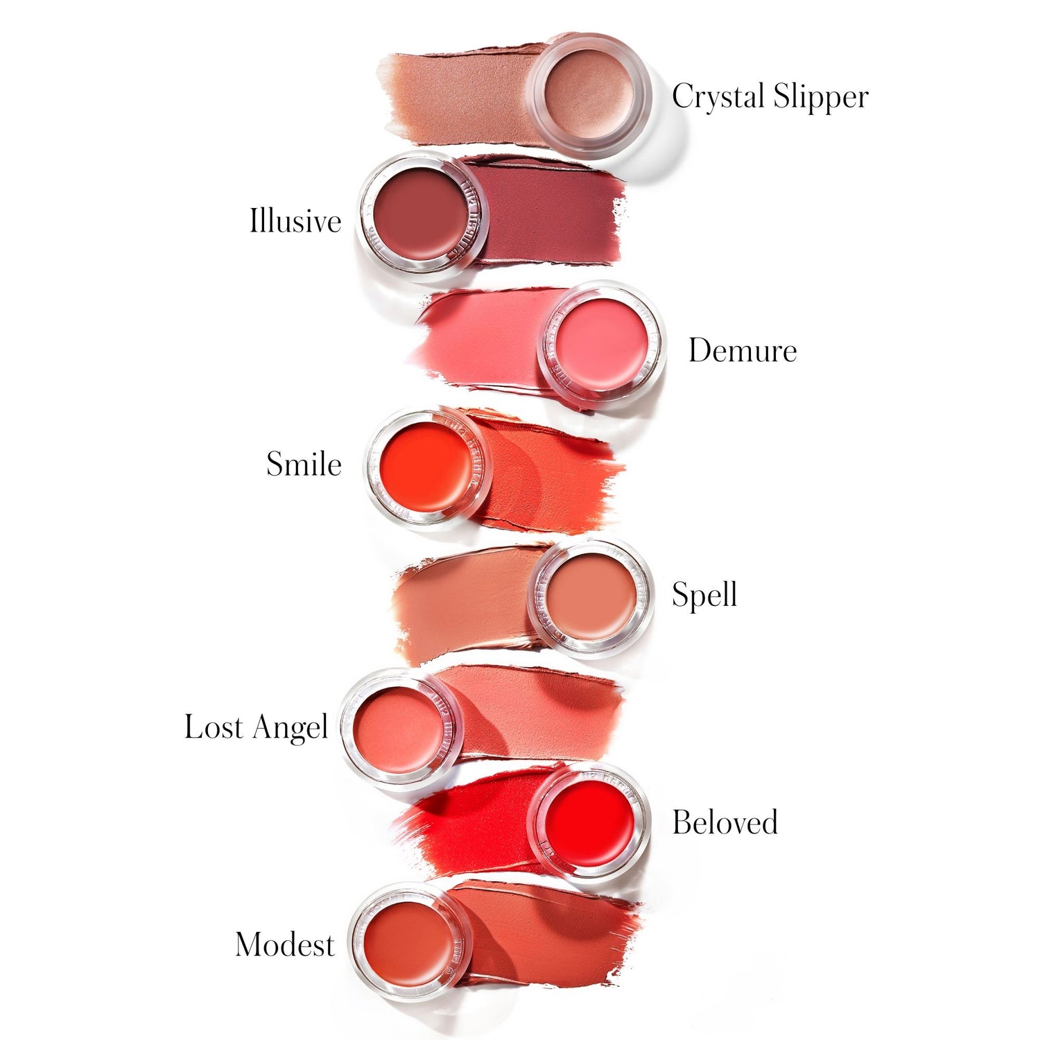 A shade comparison of RMS Beauty Lip2Cheek variant: Demure