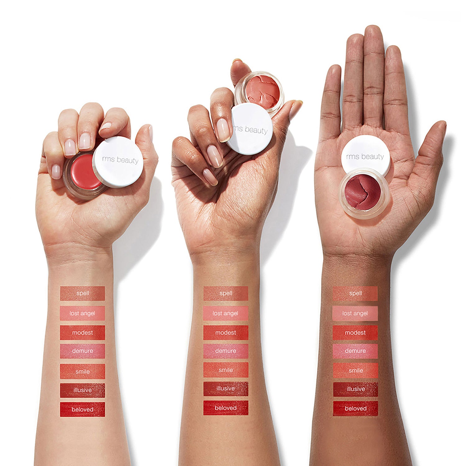 An arm swatch of RMS Beauty Lip2Cheek variant: Demure