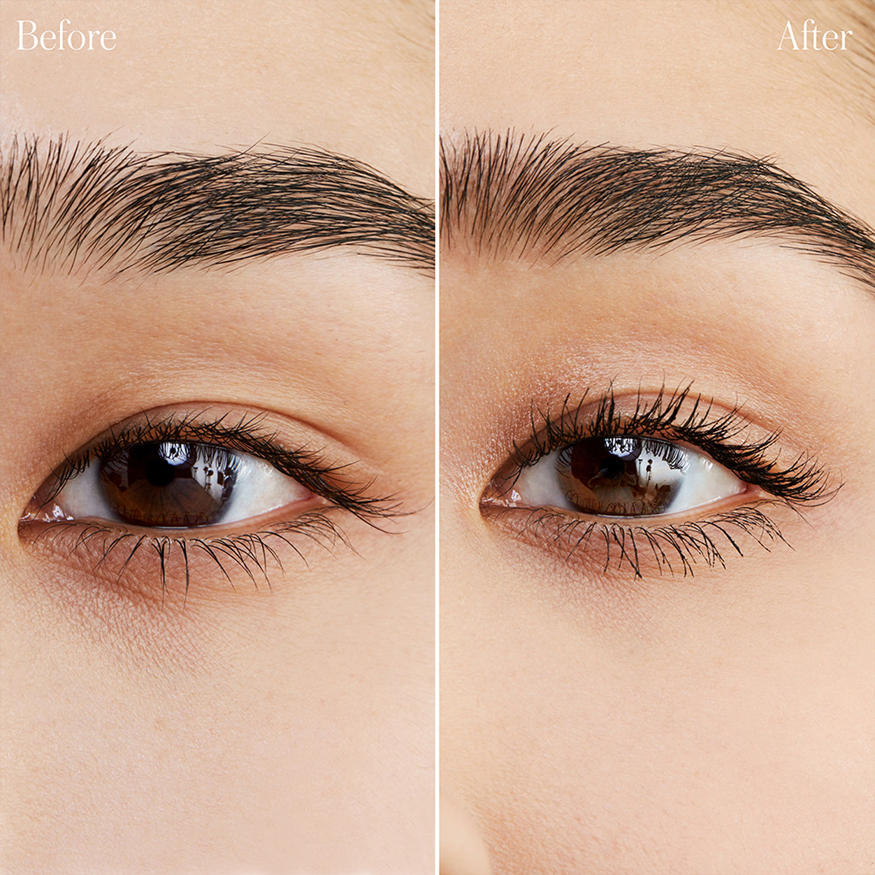 Before and after results of using RMS Beauty Straight Up Volumizing Peptide Mascara variant: Full Size