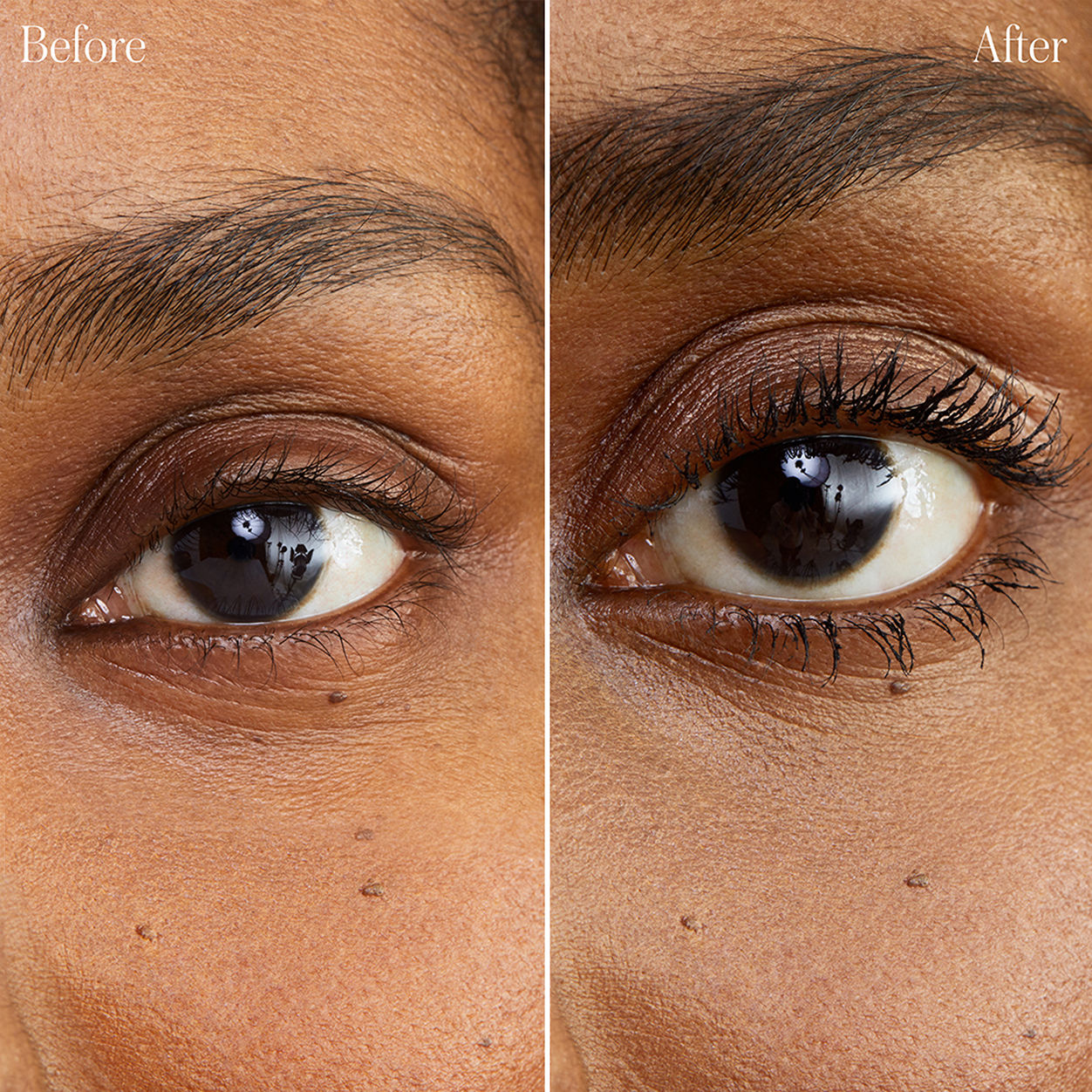 Before and after results of using RMS Beauty Straight Up Volumizing Peptide Mascara variant: Full Size