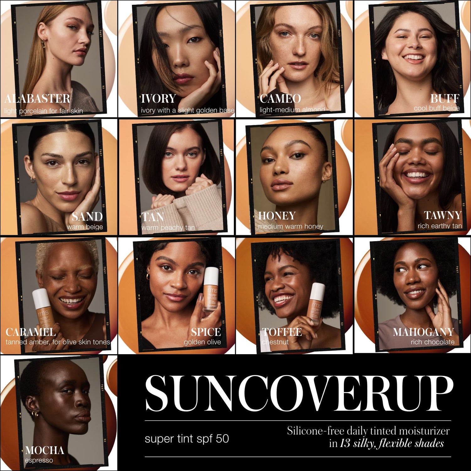 Model image of RMS Beauty SunCoverup Super Tint Broad Spectrum Sunscreen SPF 50 variant: Cameo
