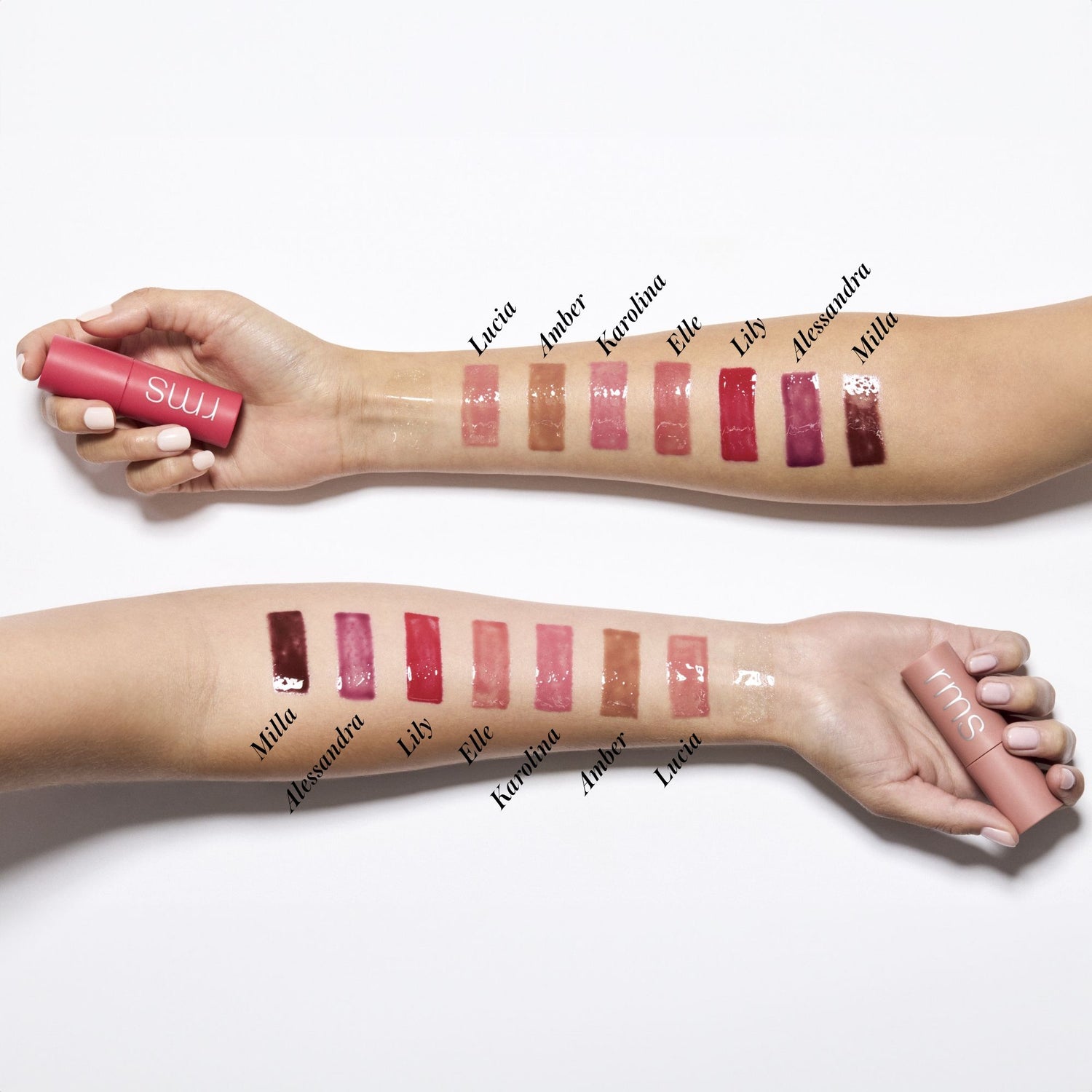 An arm swatch of RMS Beauty Legendary Lip Oil variant: Milla