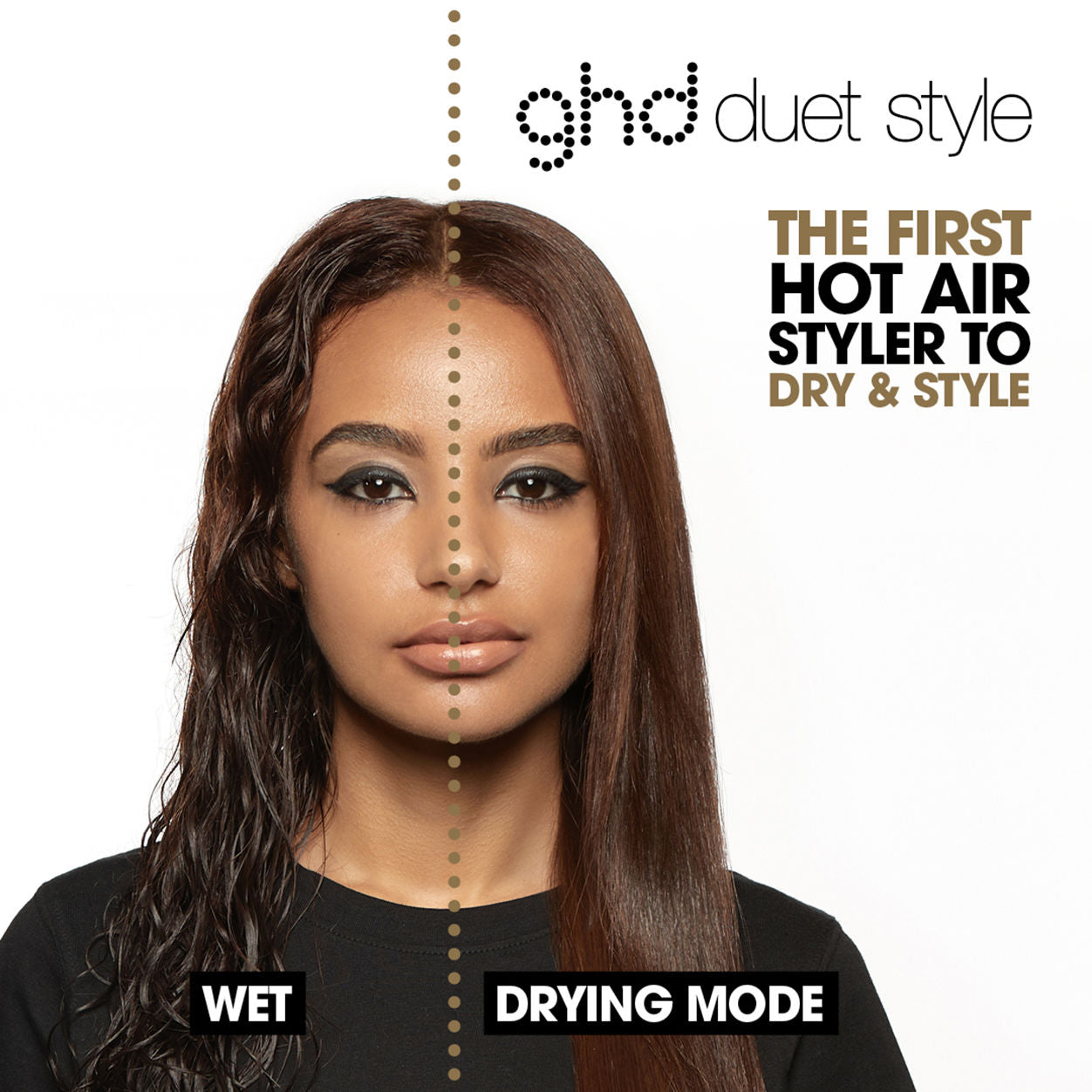 Before and after results of using GHD Duet Style 2-in-1 Hot Air Styler variant: White