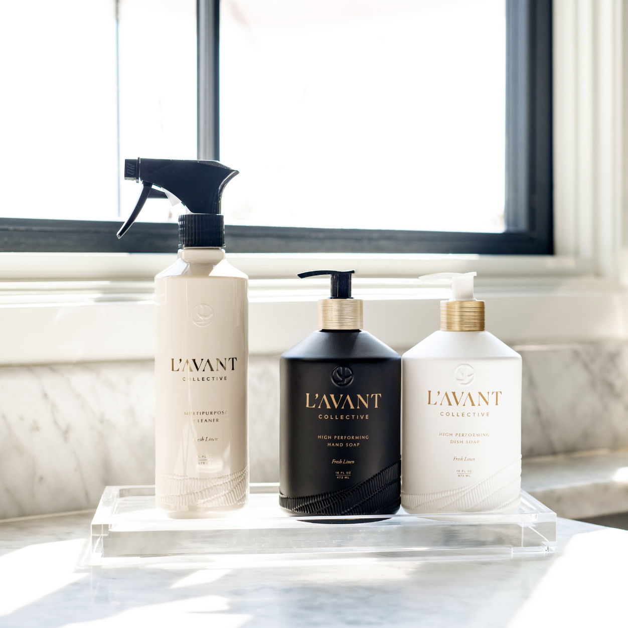 Lifestyle image of L’Avant Collective Lucite Tray