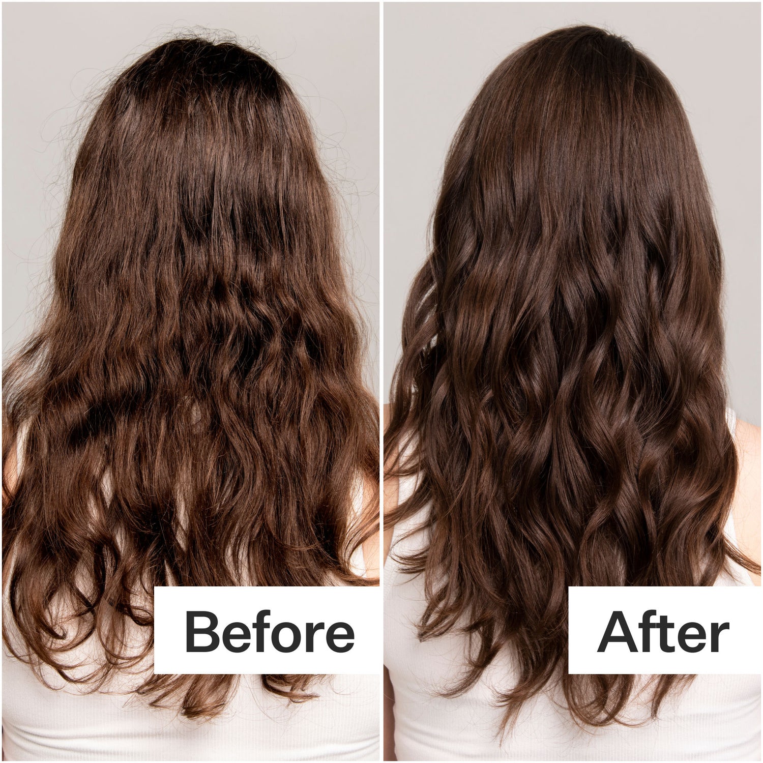 Before and after results of using Act+Acre Cold Processed Hair Conditioner