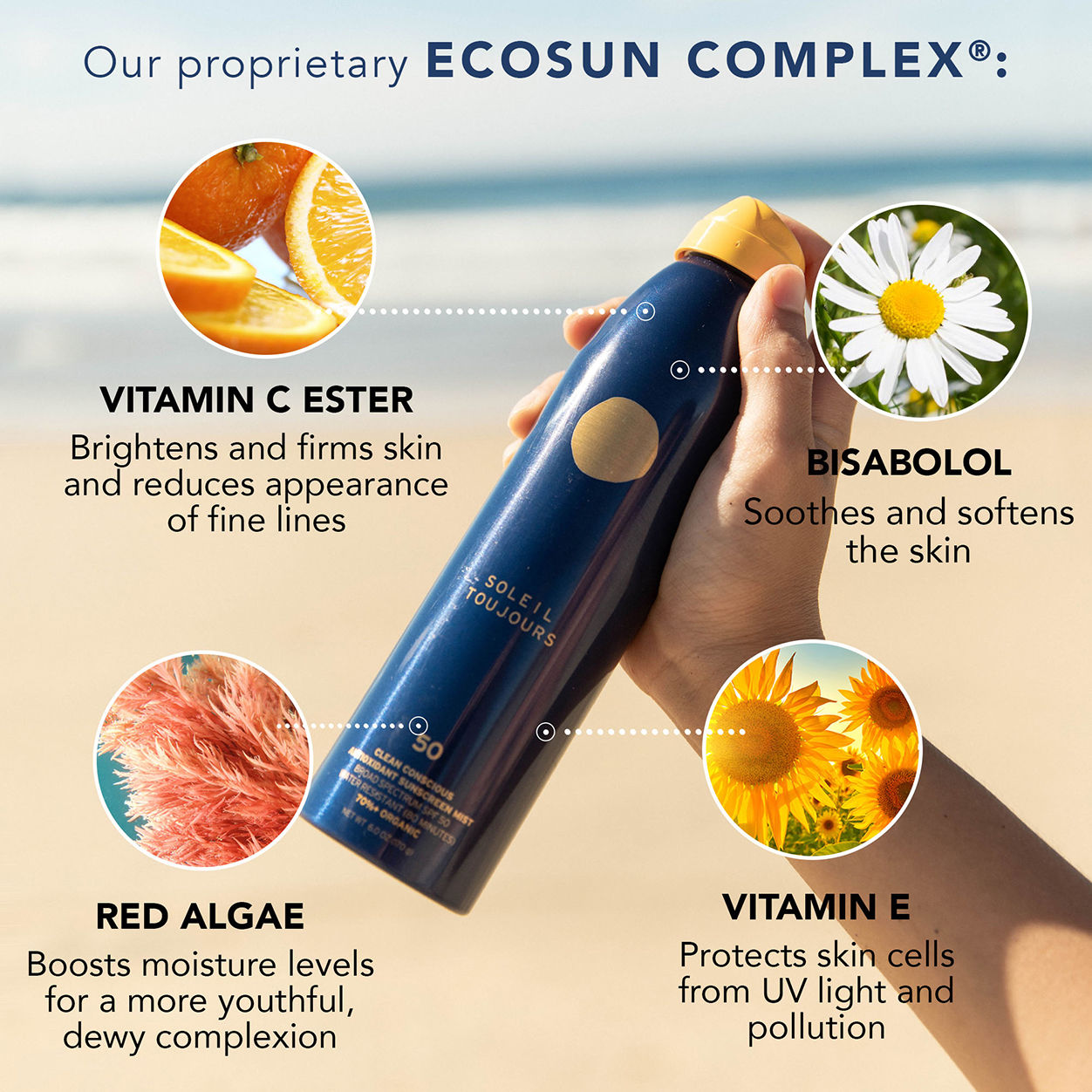 Information related to Soleil Toujours Clean Conscious Antioxidant Sunscreen Mist SPF 30