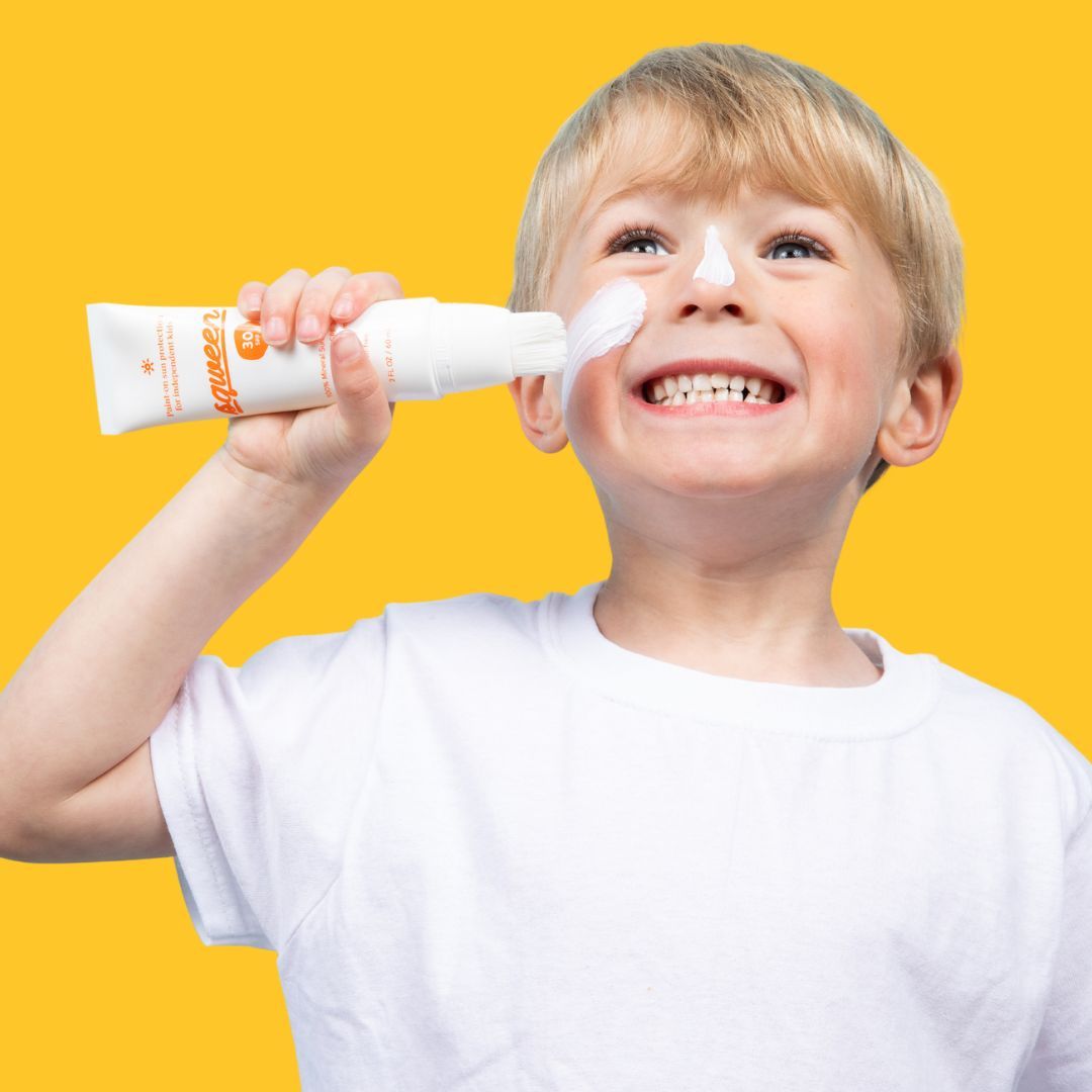 Model image of Sqween SunPaint 100% Mineral Broad Spectrum SPF 30 variant: Original Sheer Matte