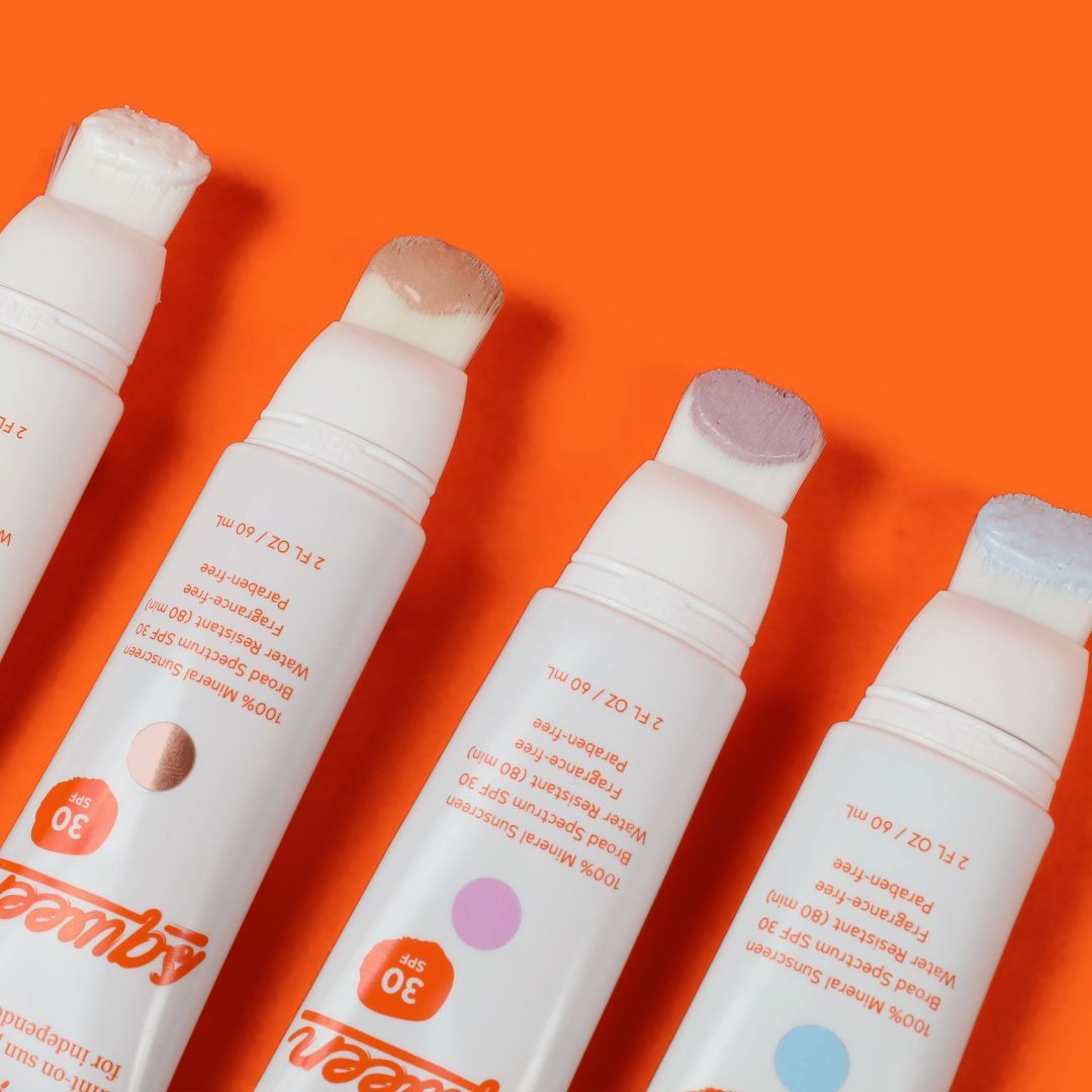 A shade comparison of Sqween SunPaint 100% Mineral Broad Spectrum SPF 30 variant: Original Sheer Matte