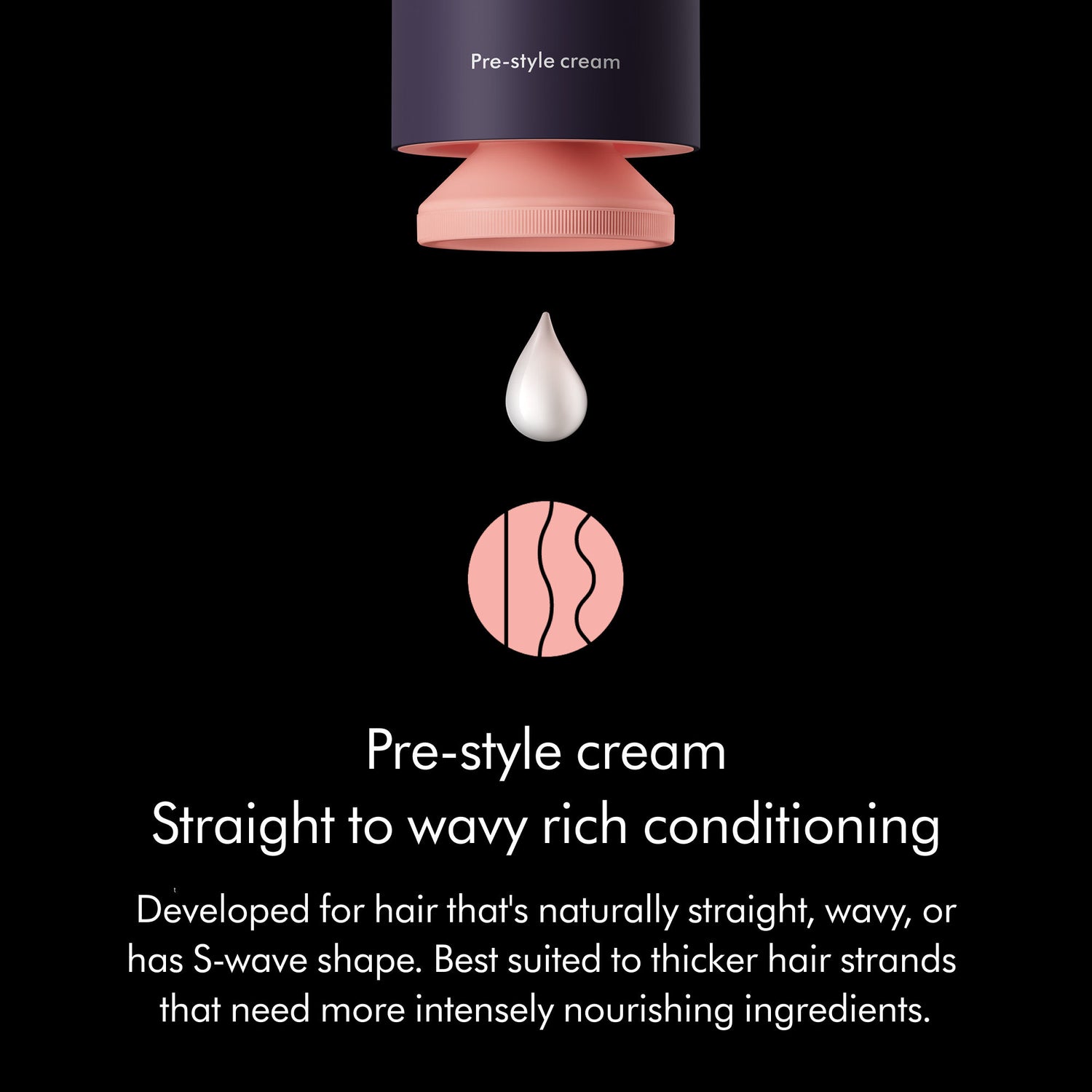 Lifestyle image of Dyson Chitosan Pre-Style Cream Straight to Wavy Rich Conditioning variant: 3.38 fl oz