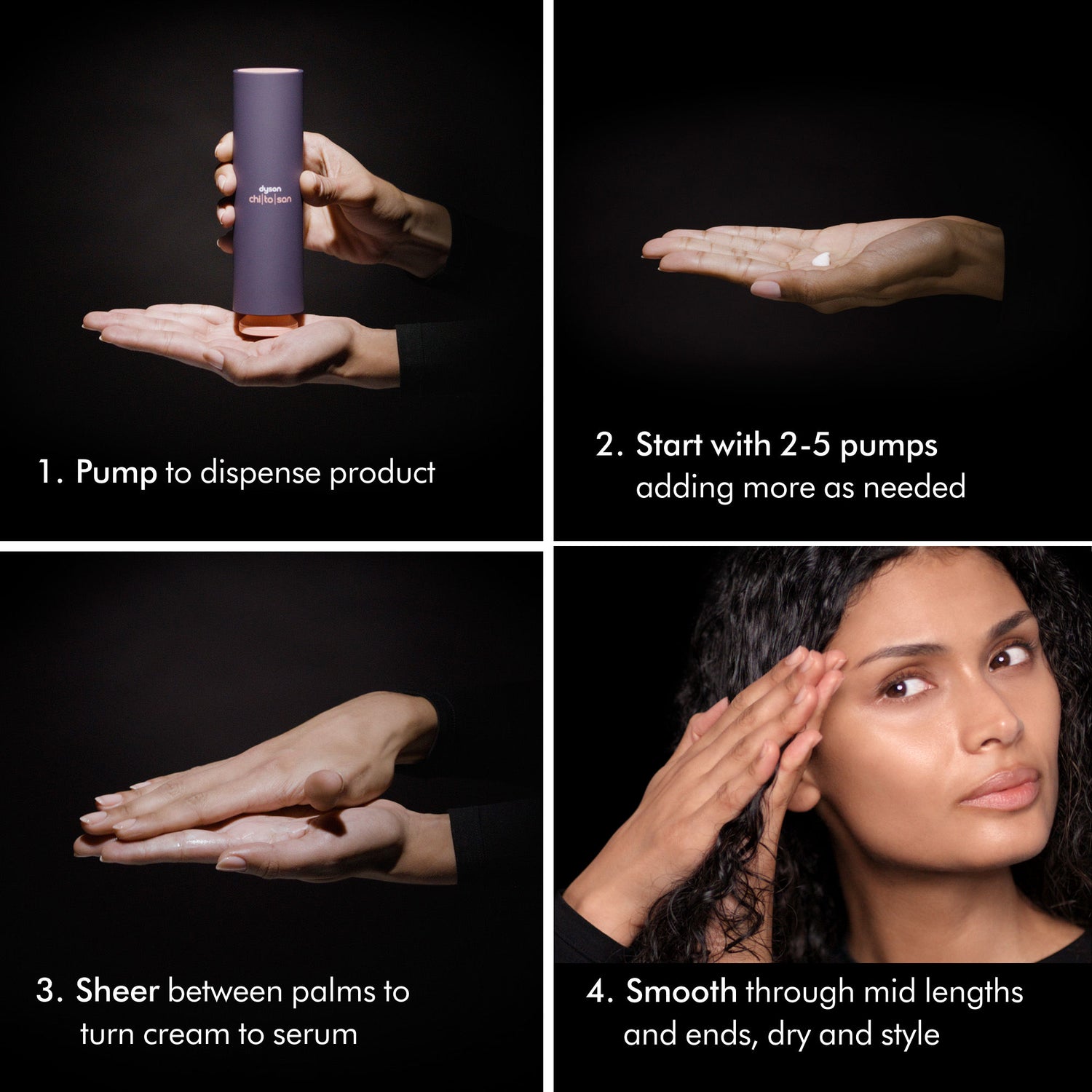 Lifestyle image of Dyson Chitosan Pre-style Cream Curly to Coily Rich Conditioning variant: 3.38 fl oz