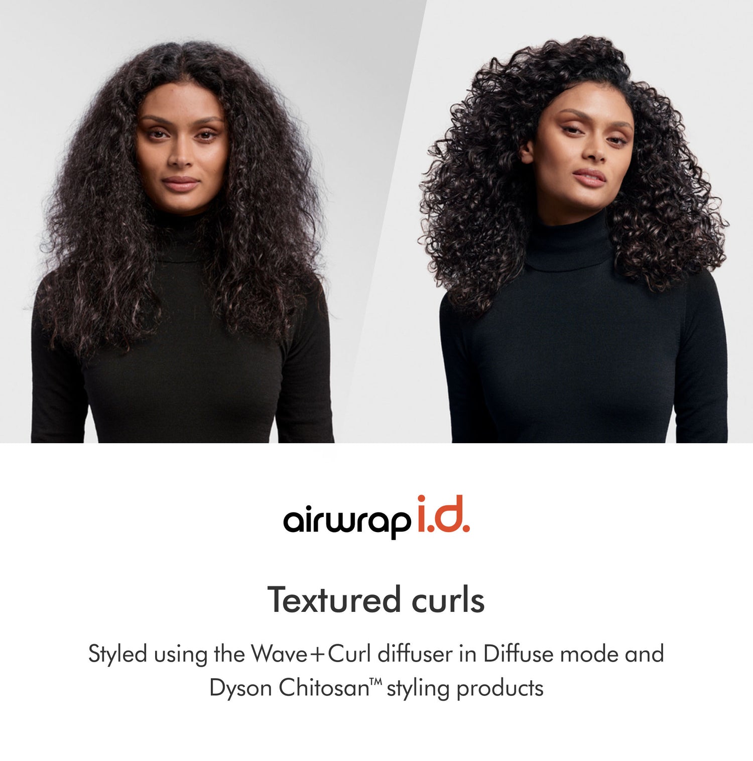 Before and after results of using Dyson Airwrap i.d. Multi-Styler and Dryer Curly+Coily variant: Jasper Plum (Limited Edition)