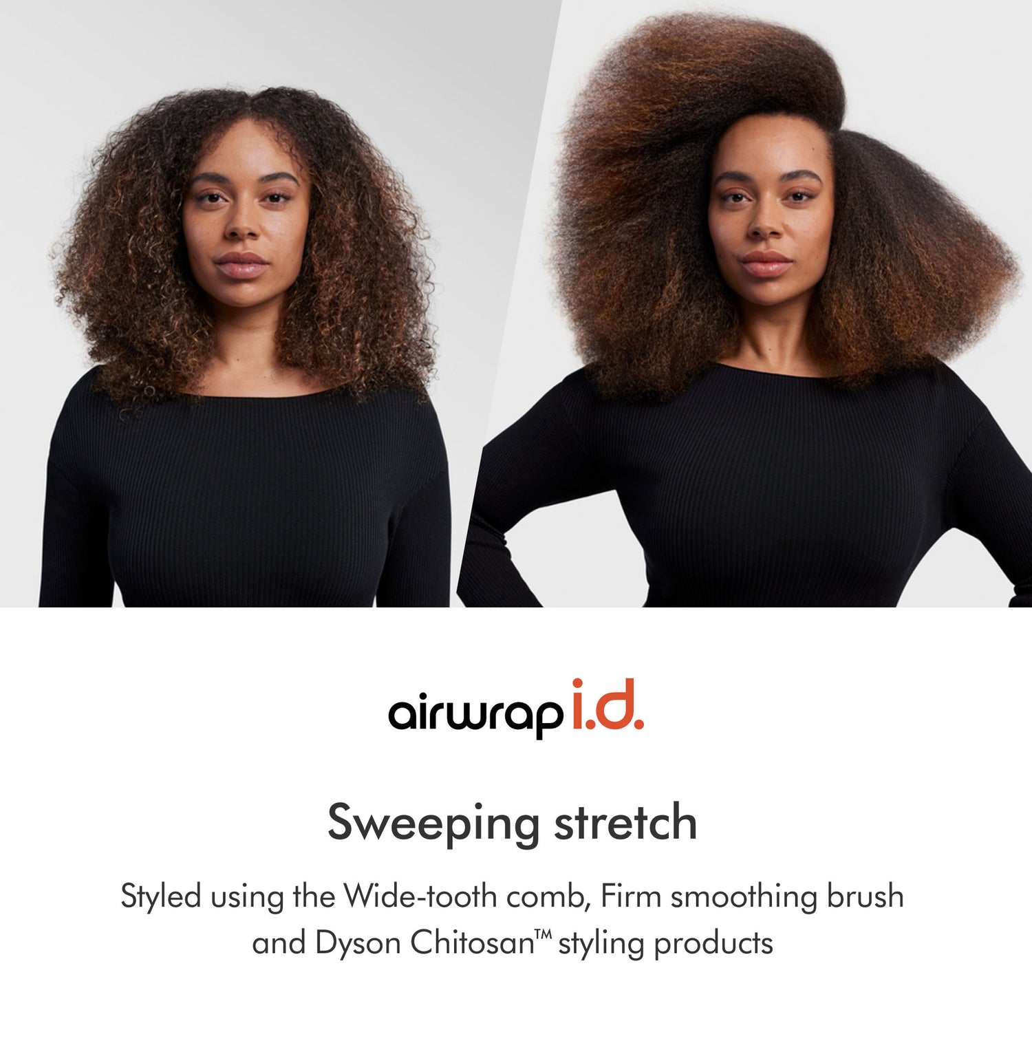 Before and after results of using Dyson Airwrap i.d. Multi-Styler and Dryer Curly+Coily variant: Jasper Plum (Limited Edition)