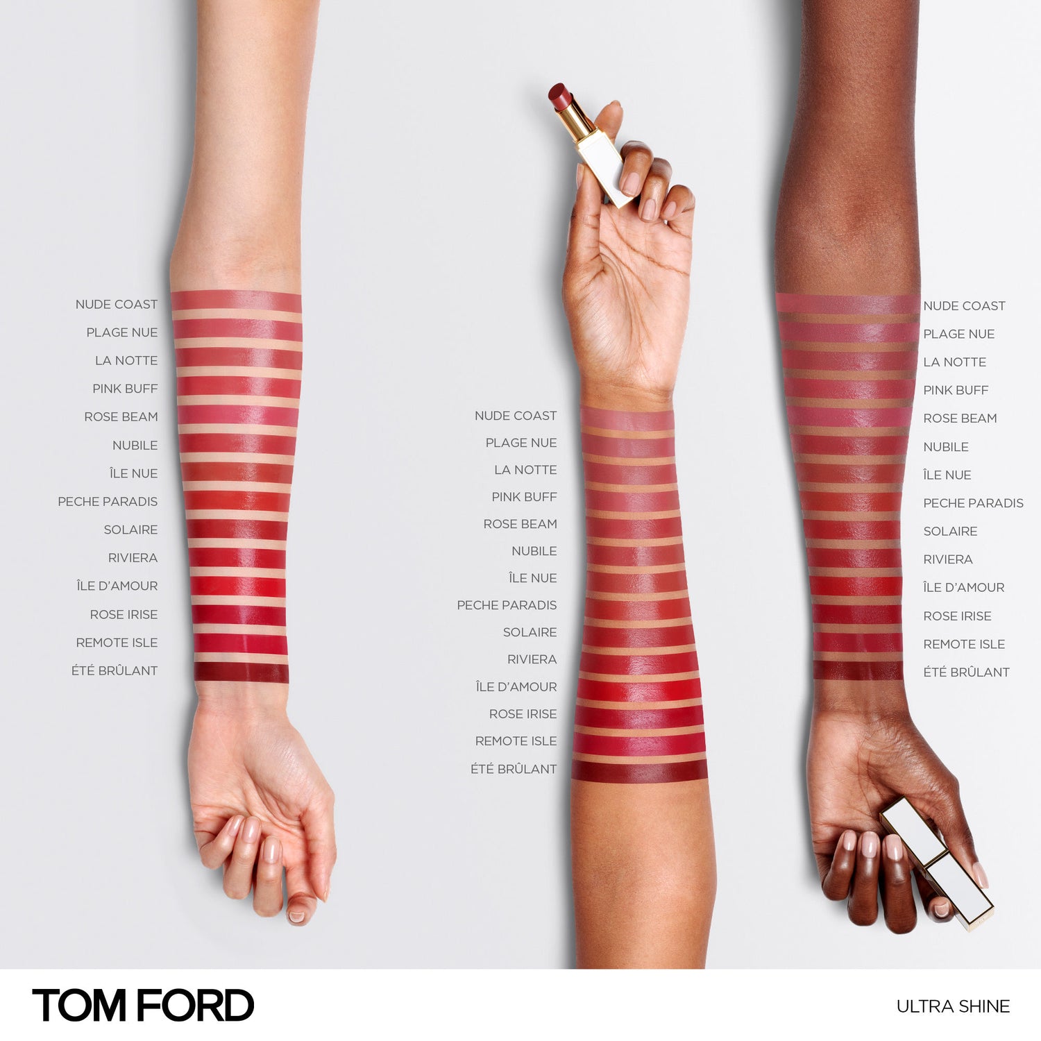 An arm swatch of Tom Ford Ultra-Shine Lip Color variant: Nubile