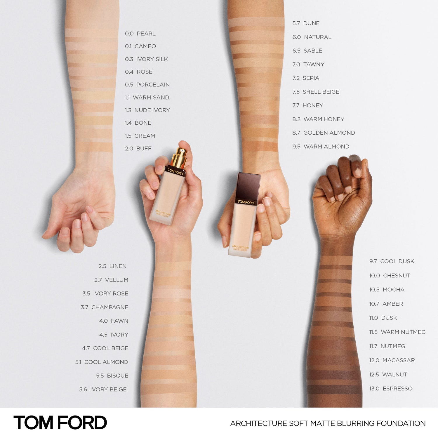 An arm swatch of Tom Ford Architecture Soft Matte Blurring Foundation variant: Champagne