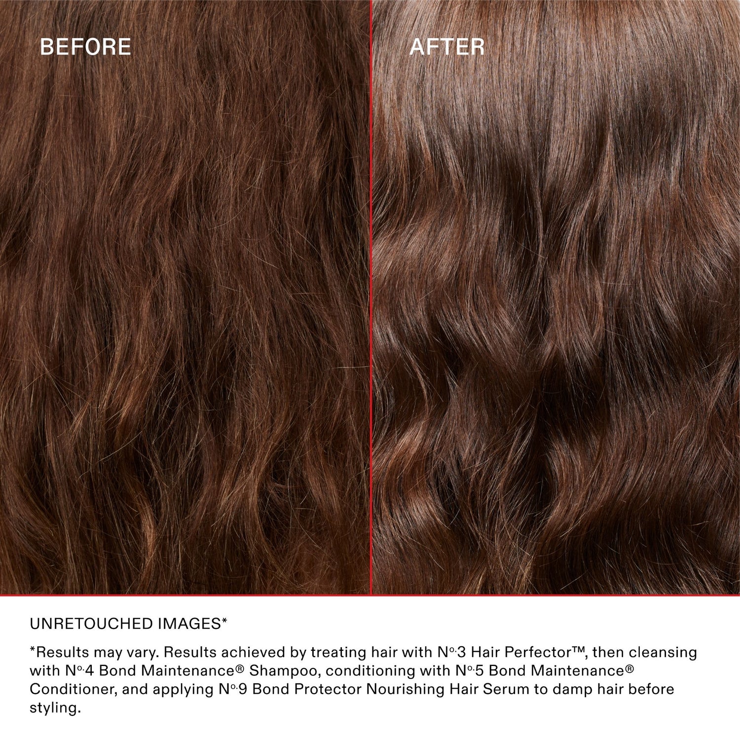 Before and after results of using Olaplex No.3 Hair Perfector variant: 3.3 fl oz