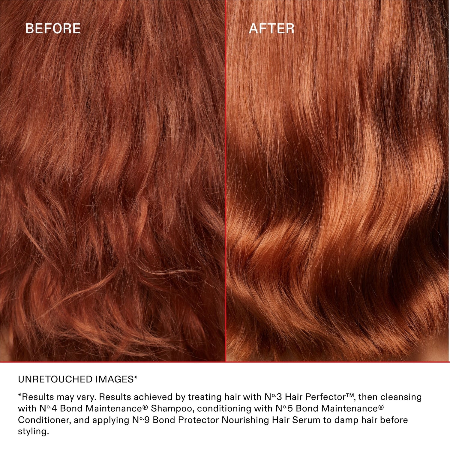 Before and after results of using Olaplex No.3 Hair Perfector variant: 3.3 fl oz