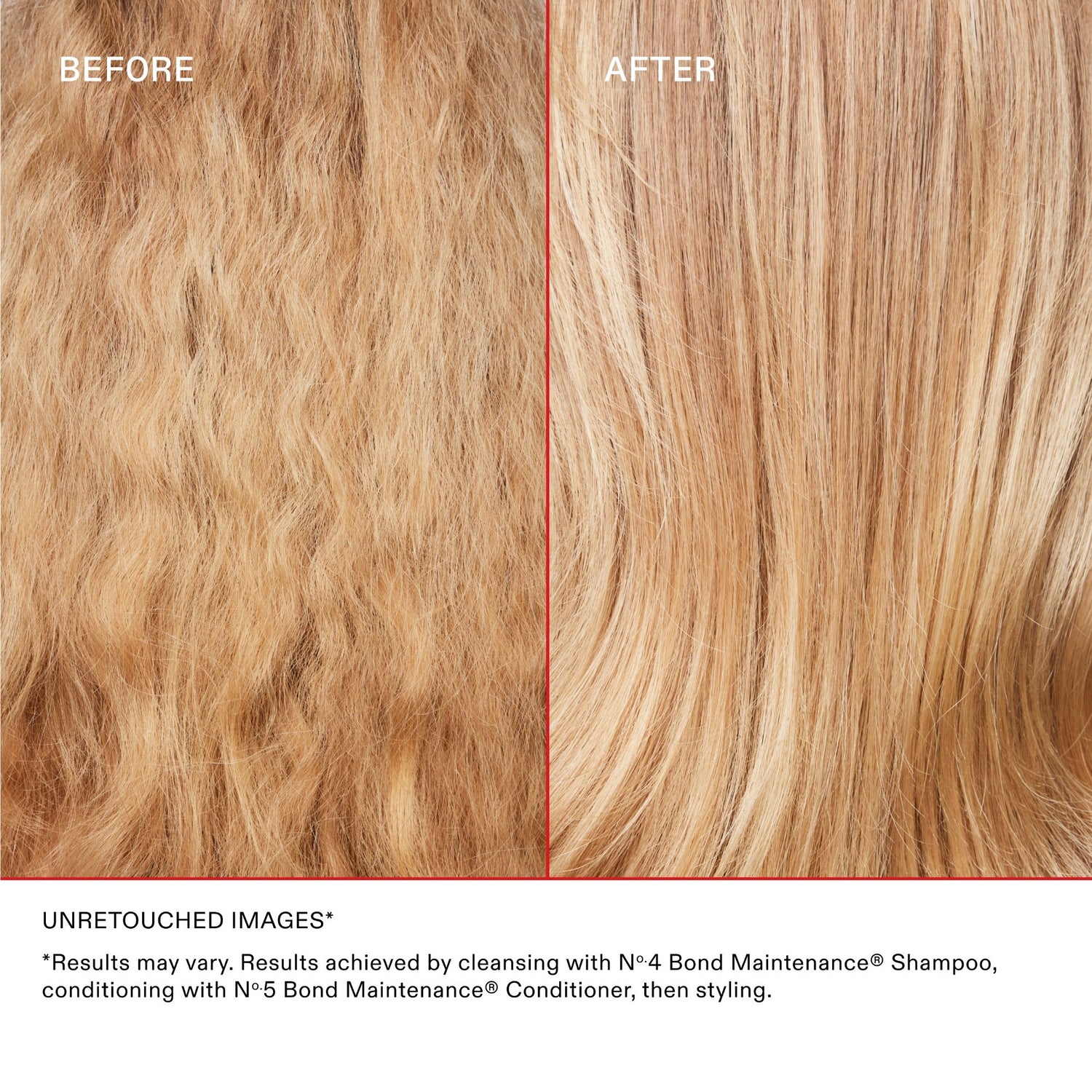 Before and after results of using Olaplex No. 5 Bond Maintenance Conditioner variant: 8.5 fl oz