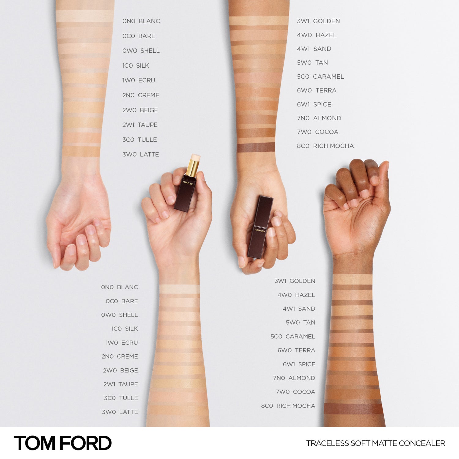 Tom Ford Traceless Soft Matte Concealer Color/Shade variant: 8C0 Rich Mocha arm swatch image . This product is in the color nude, for deep cool complexions