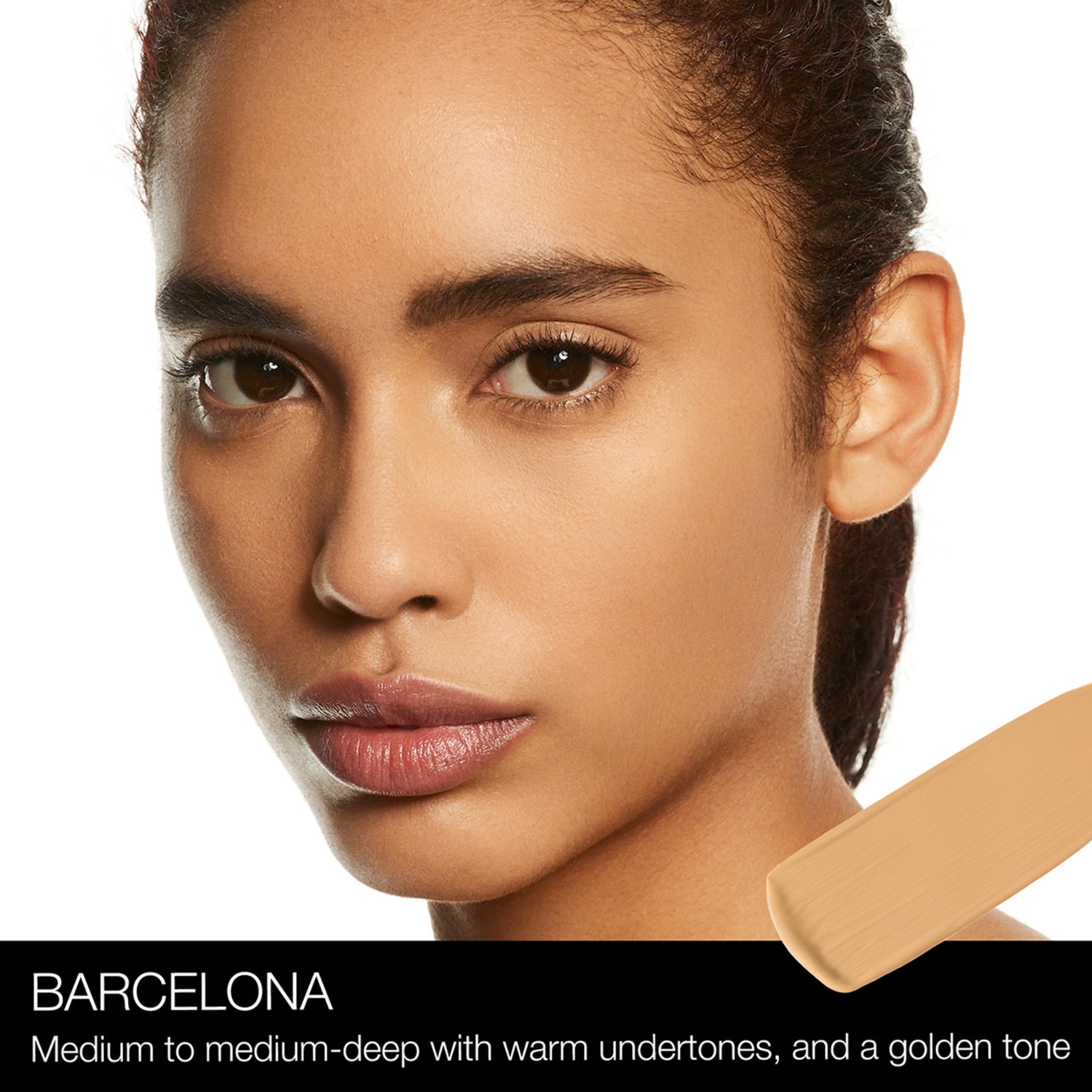 Nars Soft Matte Complete Foundation Color/Shade variant: Barcelona model image . This product is for medium warm complexions