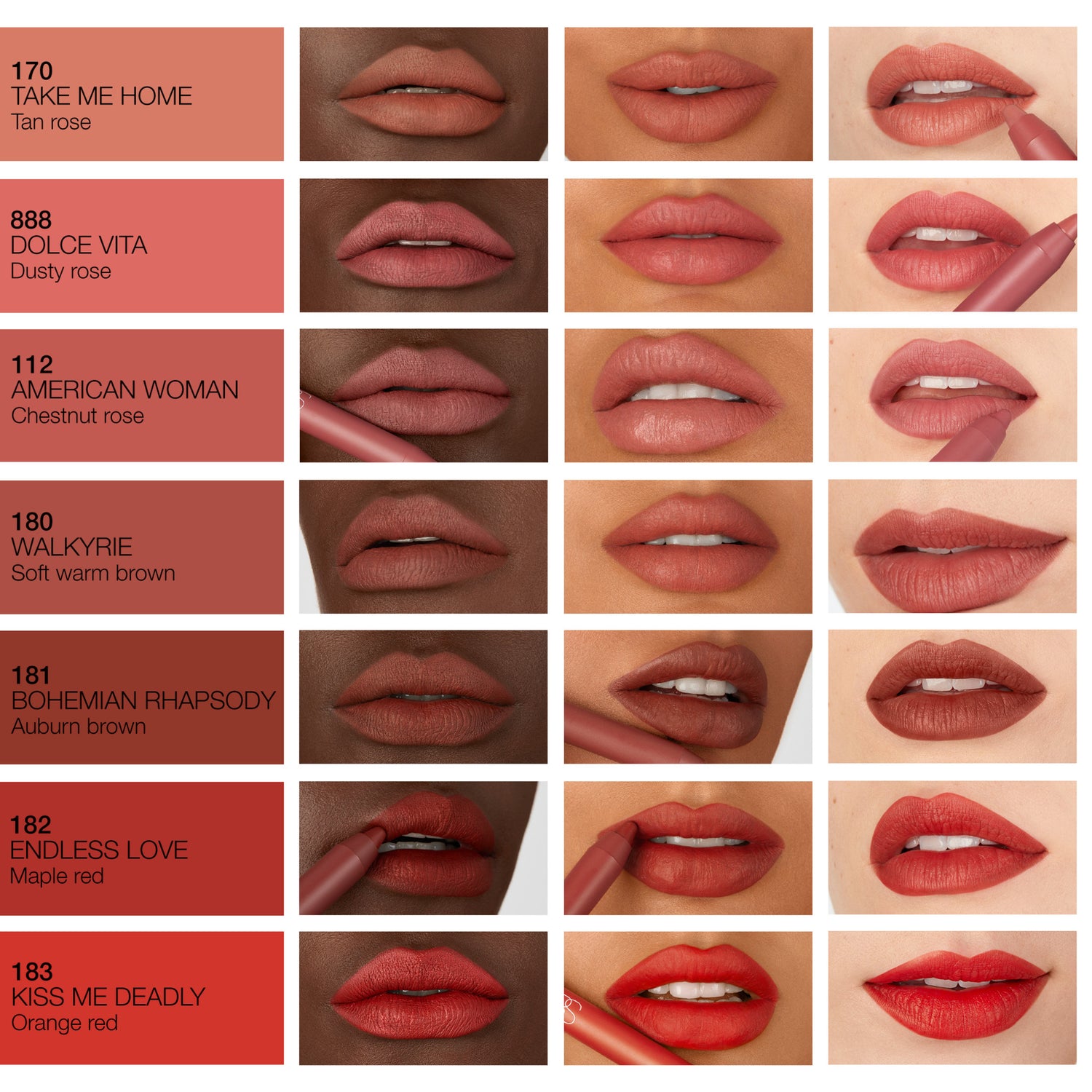 Nars Powermatte High-Intensity Long-Lasting Lip Pencil Color/Shade variant: Bohemian Rhapsody shade comparison image 3 . This product is in the color brown