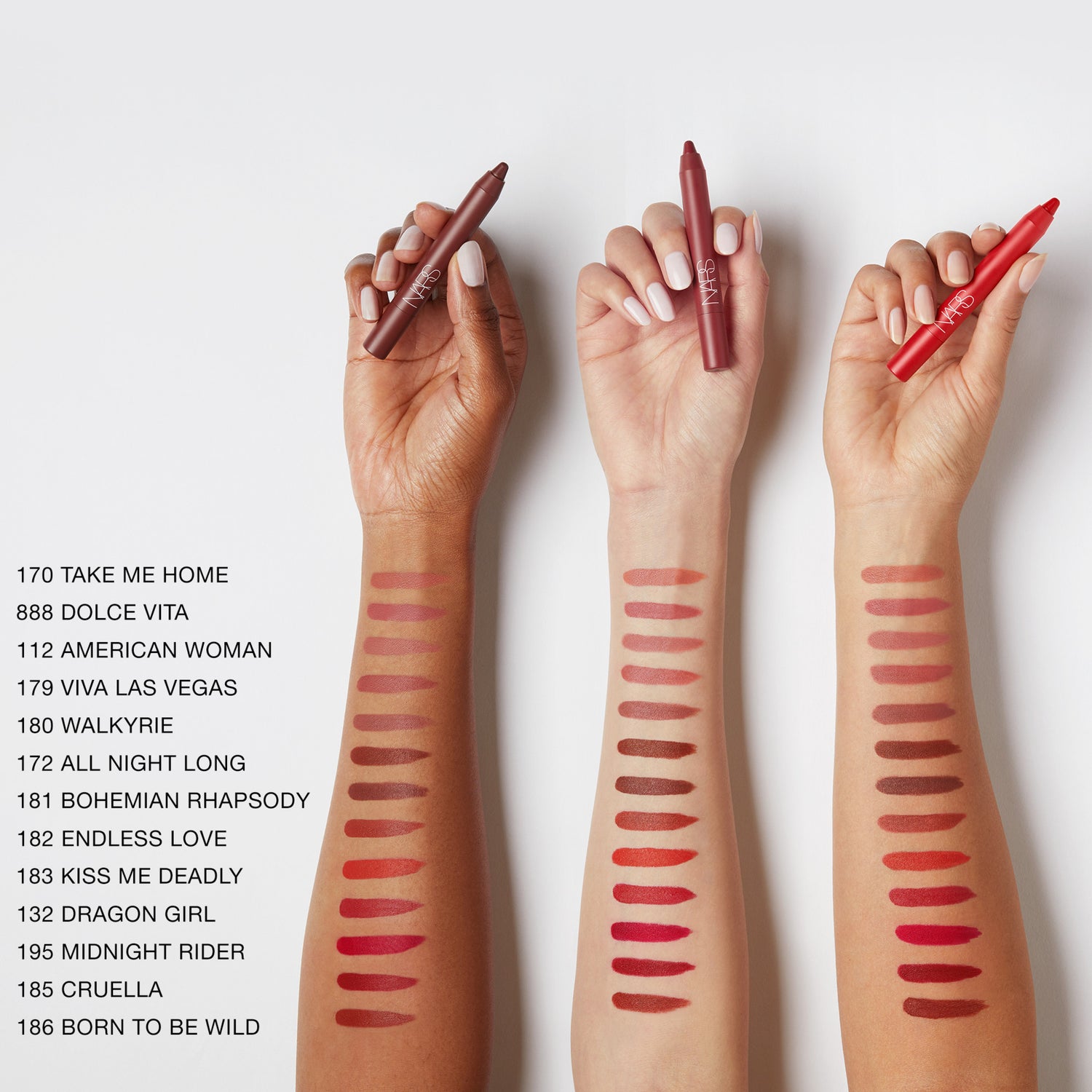 Nars Powermatte High-Intensity Long-Lasting Lip Pencil Color/Shade variant: Bohemian Rhapsody arm swatch image . This product is in the color brown