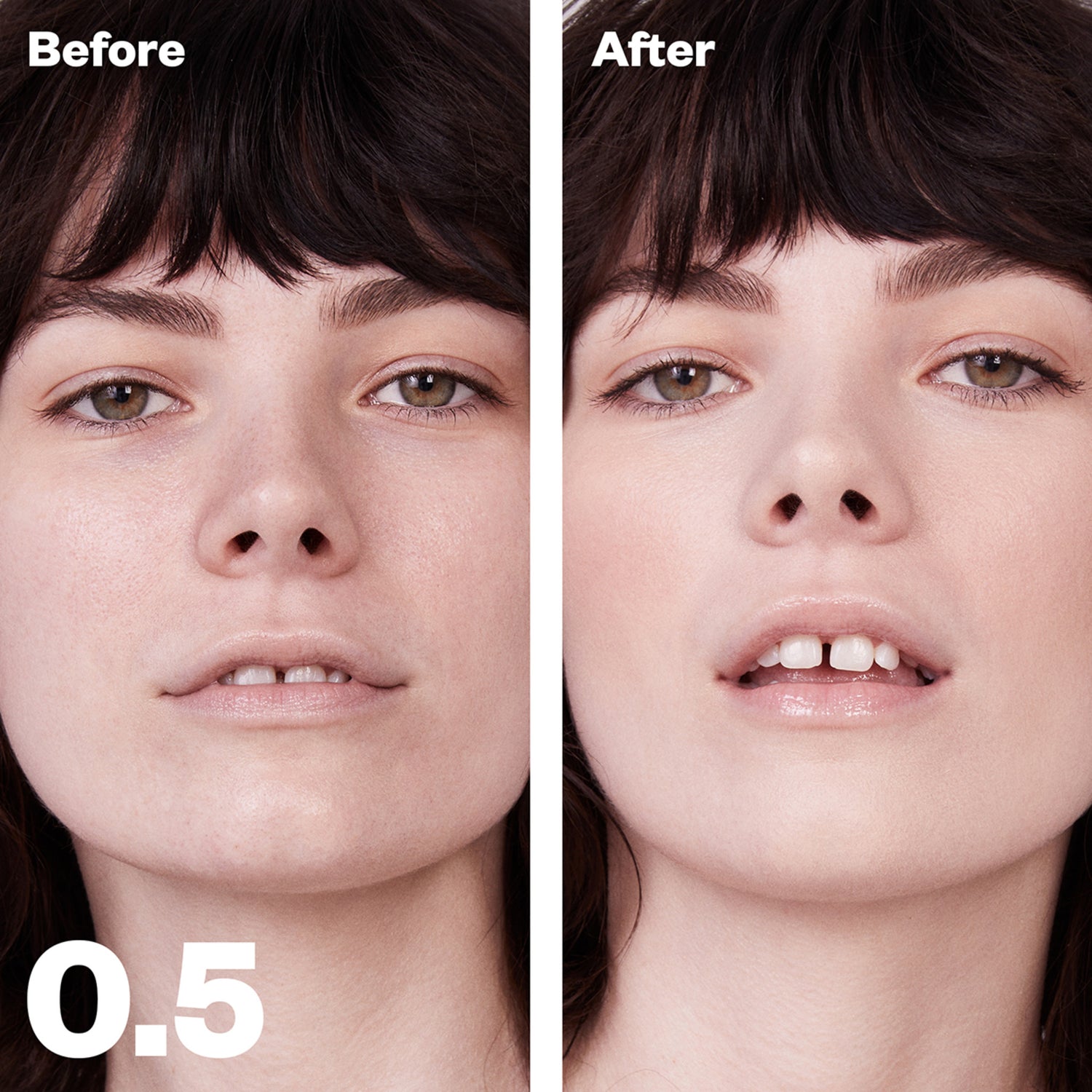 Kosas Revealer Concealer Color/Shade variant: Tone 0.5 N before and after image . This product is for light neutral beige complexions