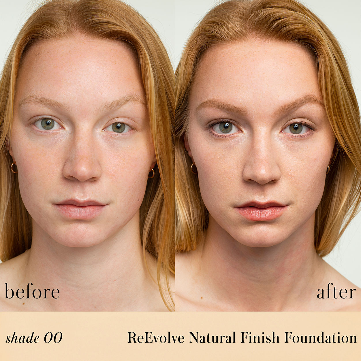 Before and after results of using RMS Beauty ReEvolve Natural Finish Liquid Foundation variant: 00