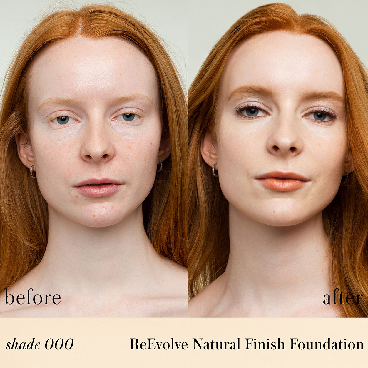 Before and after results of using RMS Beauty ReEvolve Natural Finish Liquid Foundation variant: 000