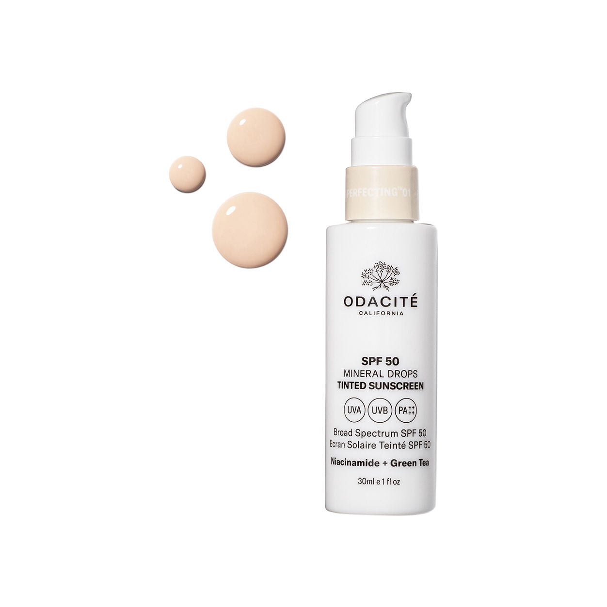 Swatch image of Odacité Flex-Perfecting Mineral Drops Tinted Sunscreen SPF 50 variant: 01 Fair