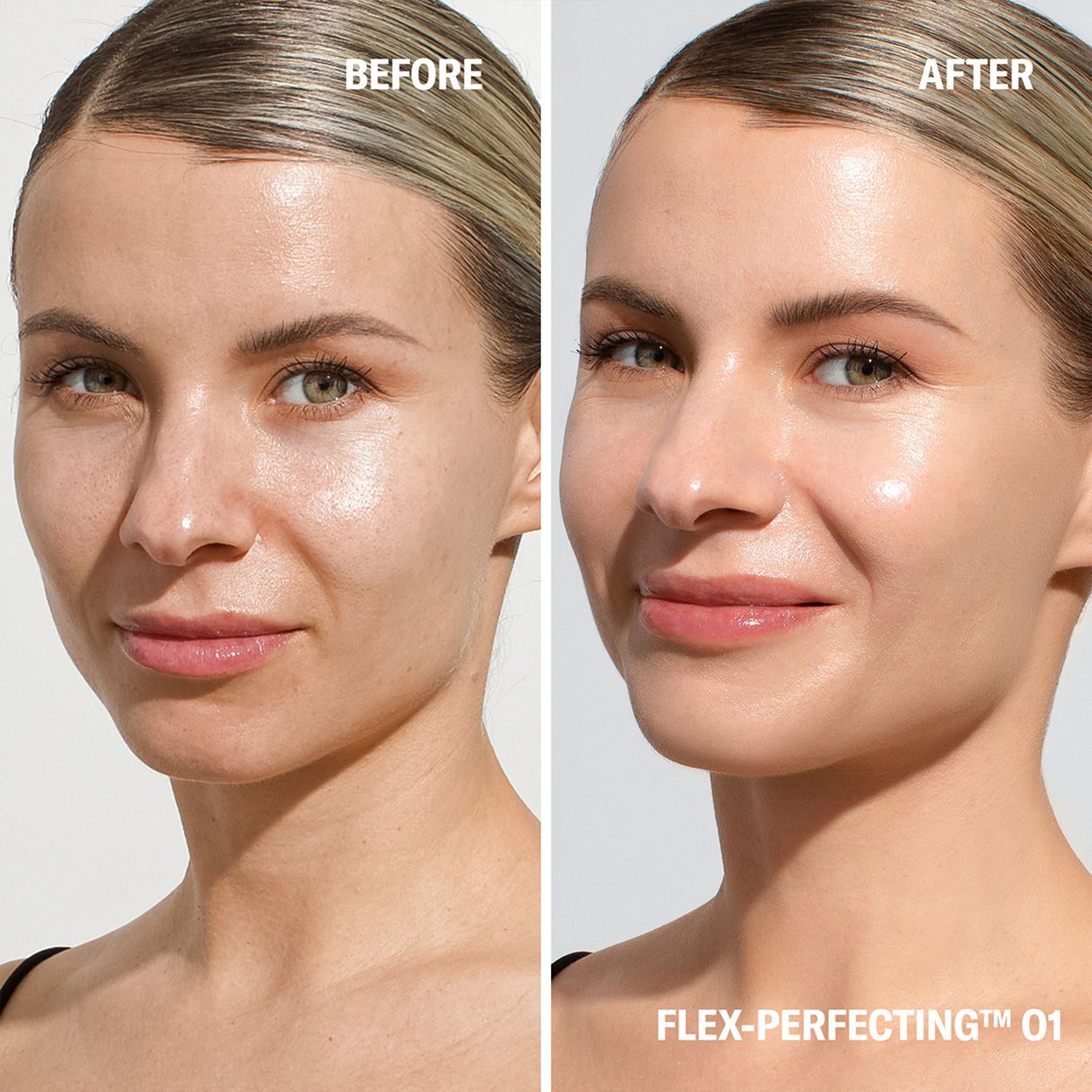 Before and after results of using Odacité Flex-Perfecting Mineral Drops Tinted Sunscreen SPF 50 variant: 01 Fair