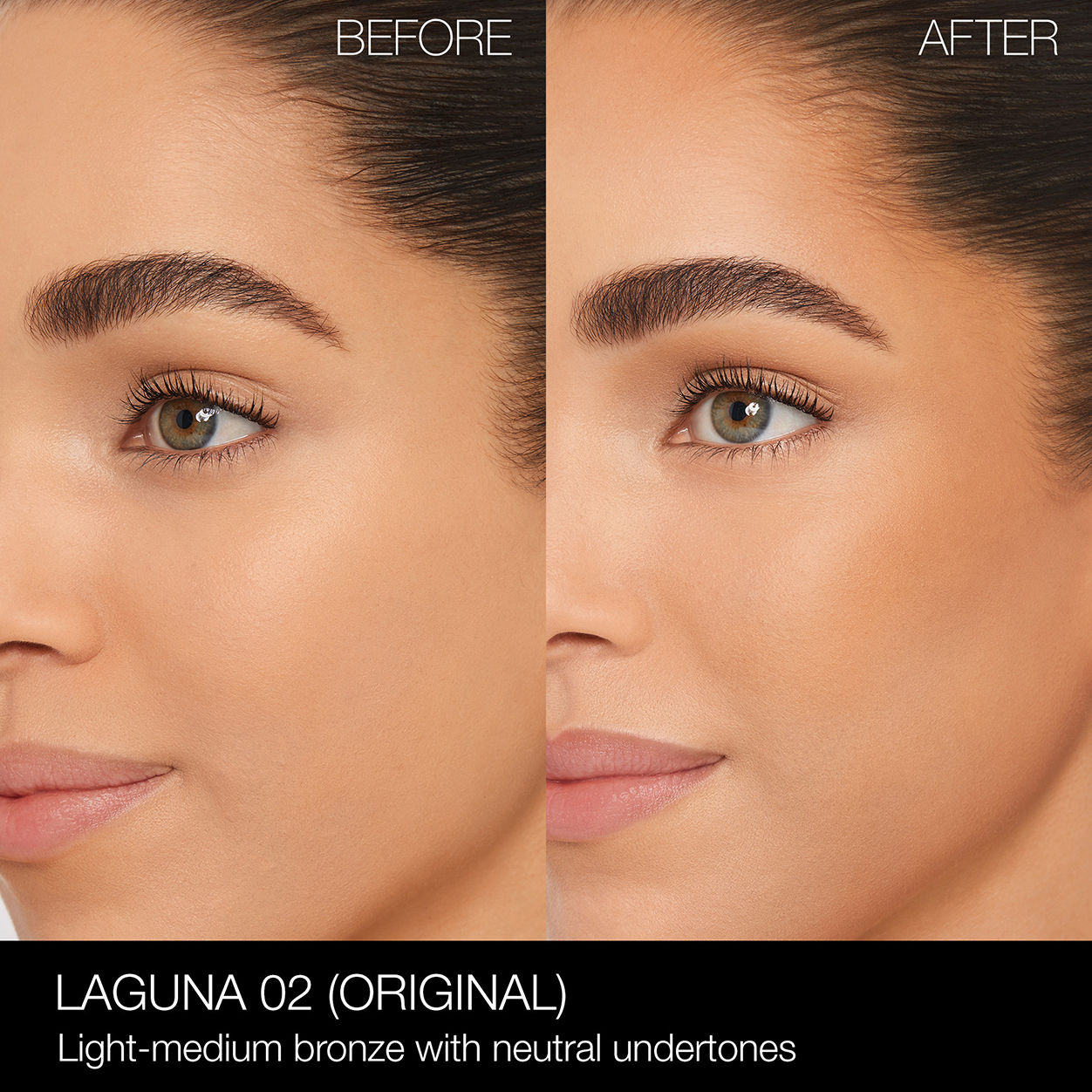 Before and after results of using Nars Laguna Bronzing Powder variant: 02 (Original)