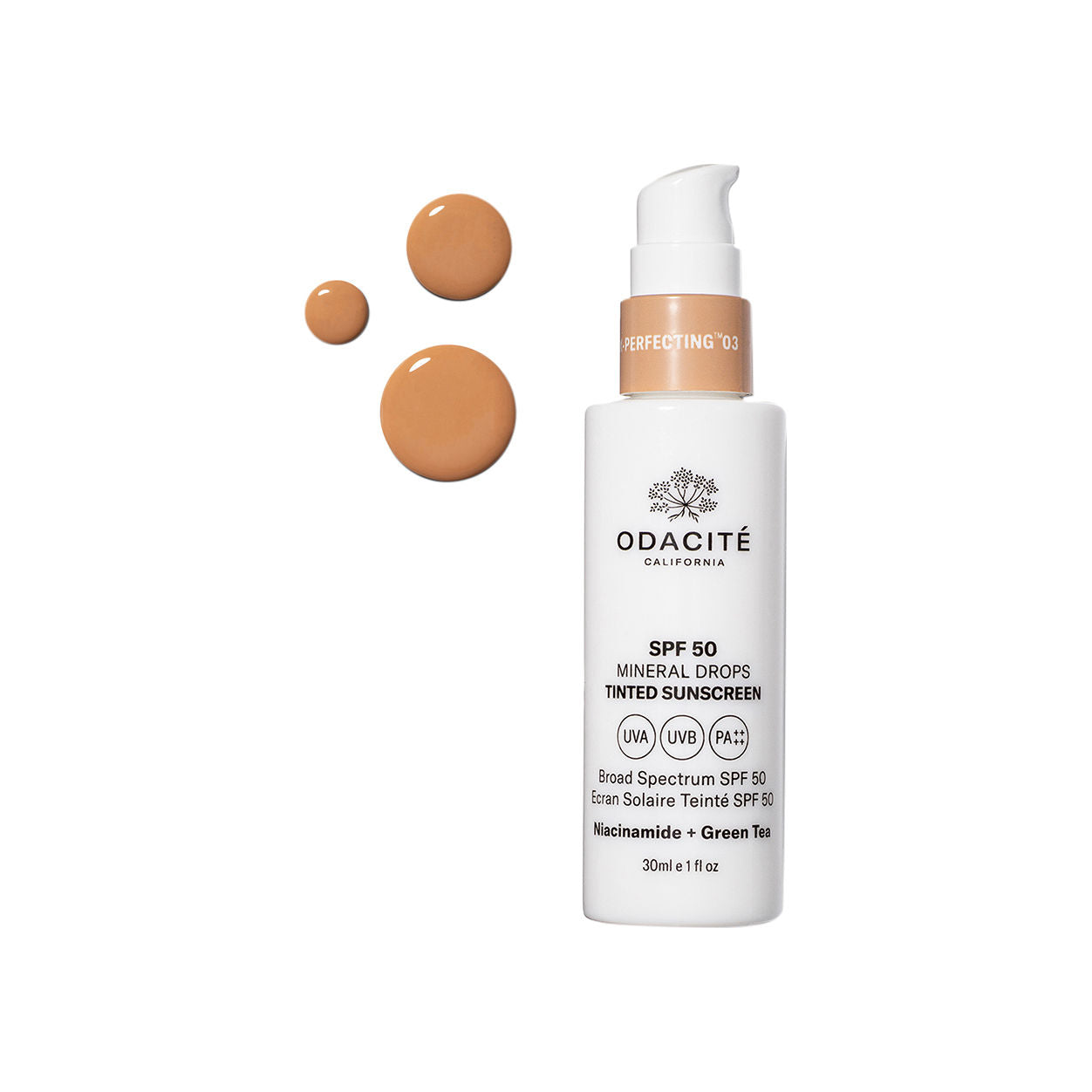 Swatch image of Odacité Flex-Perfecting Mineral Drops Tinted Sunscreen SPF 50 variant: 03 Medium