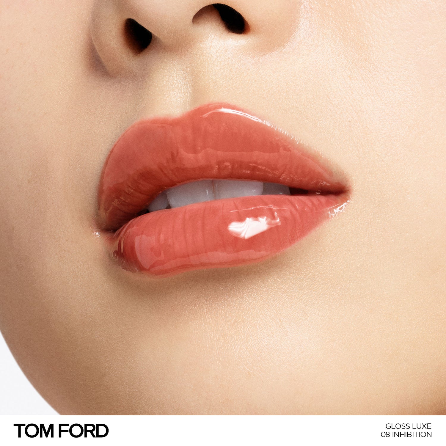 Model image of Tom Ford Gloss Luxe Lip with Hydrating Jojoba Oil variant: 08 Inhibition