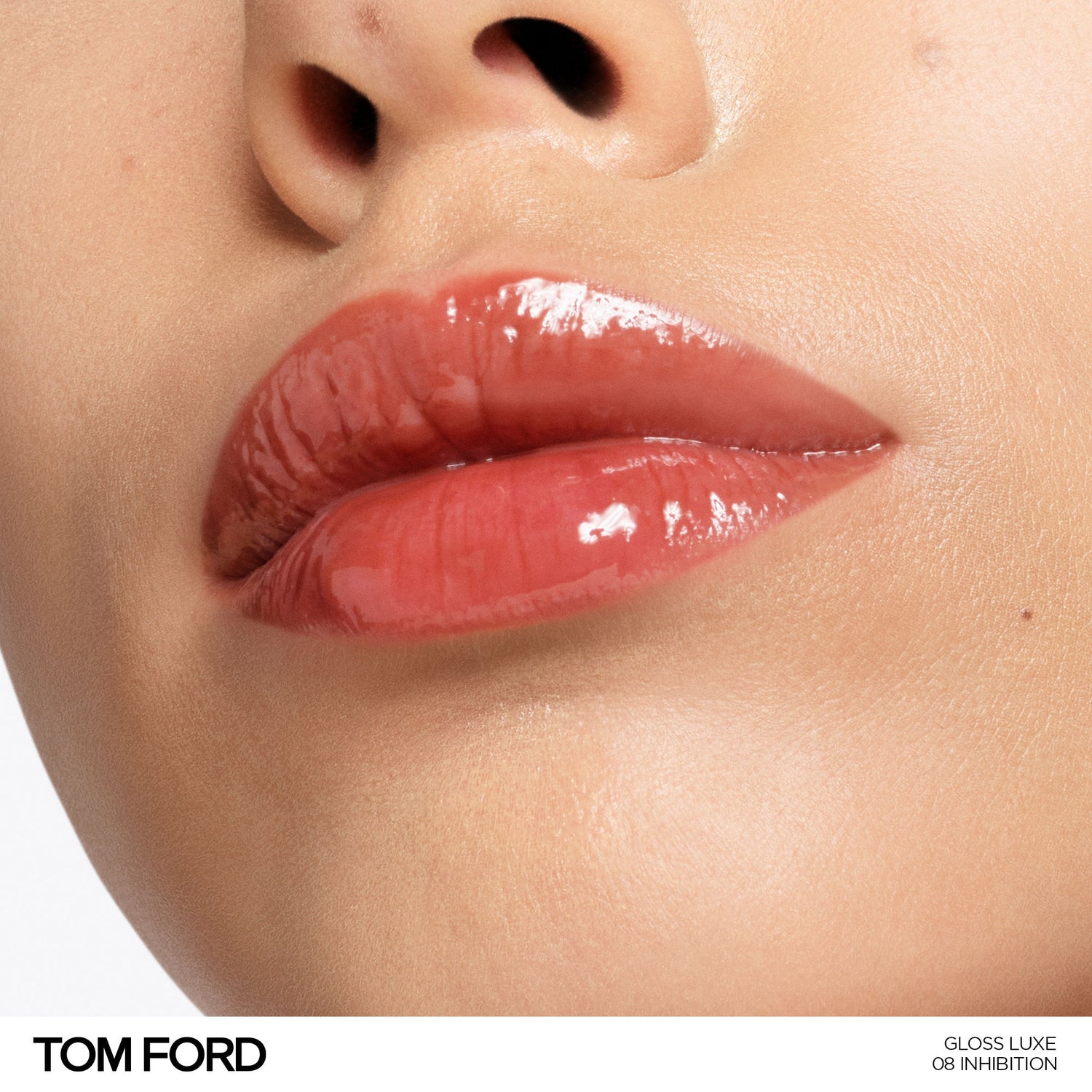 Model image of Tom Ford Gloss Luxe Lip with Hydrating Jojoba Oil variant: 08 Inhibition