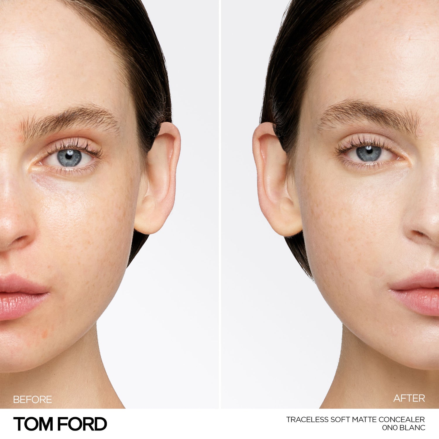 Before and after results of using Tom Ford Traceless Soft Matte Concealer variant: 0N0 Blanc