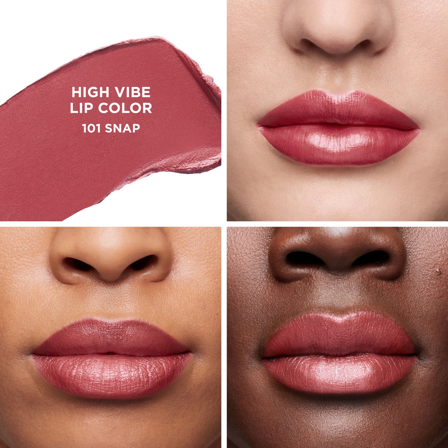 Model image of Laura Mercier High Vibe Lip Color variant: 101 Snap