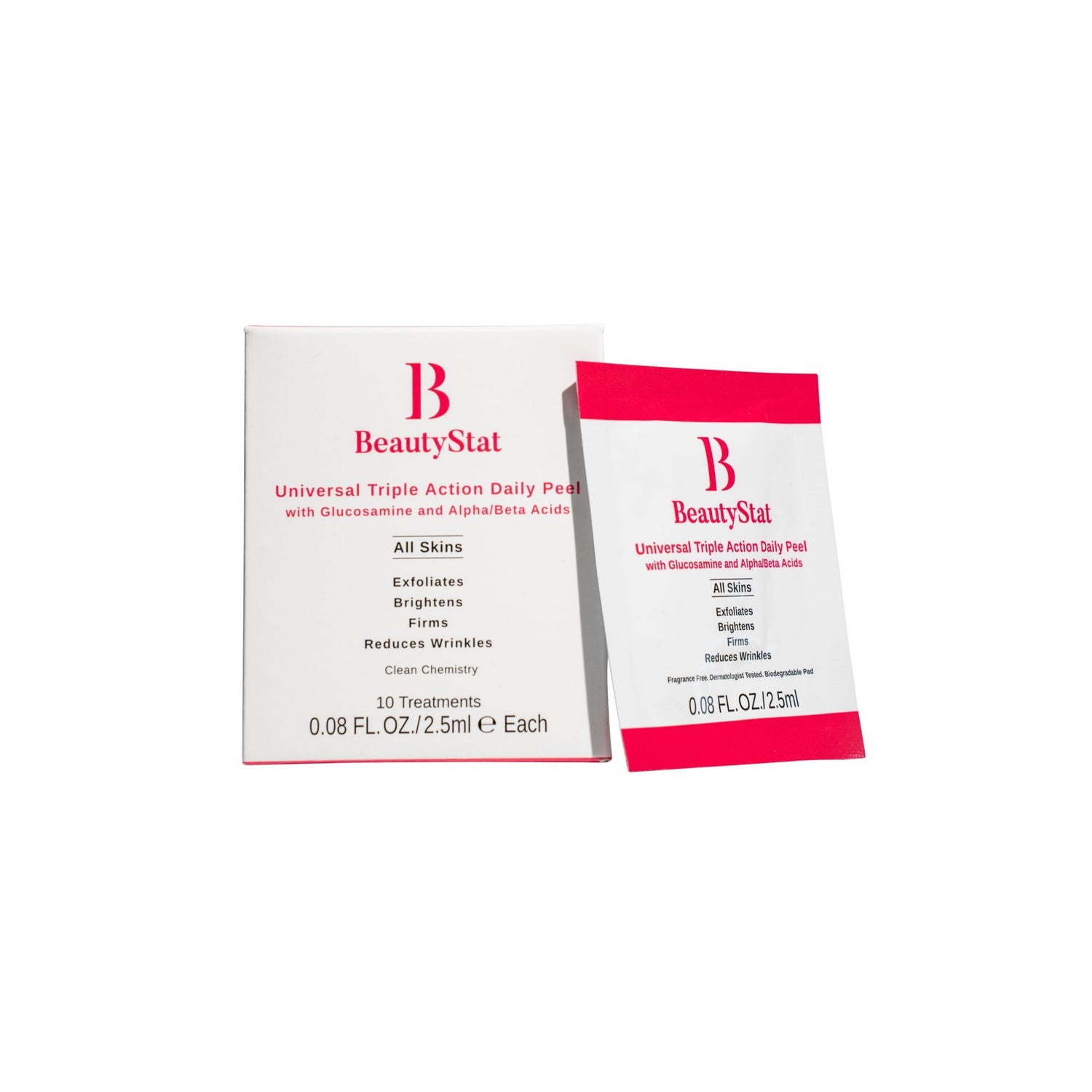 Image of an open BeautyStat Universal Triple Action Daily Peel with Glucosamine and AHAs/BHAs variant: 10 Treatments