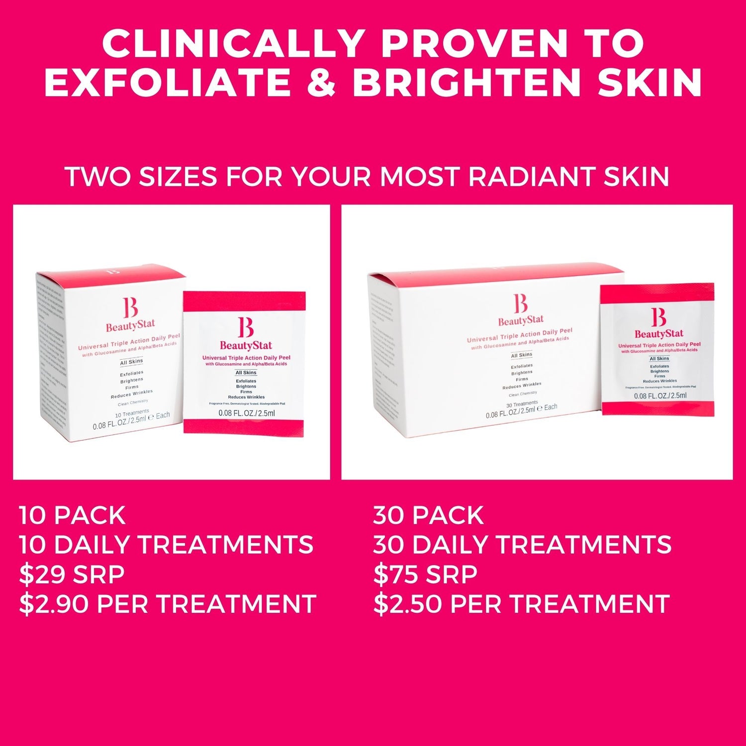 Information related to BeautyStat Universal Triple Action Daily Peel with Glucosamine and AHAs/BHAs