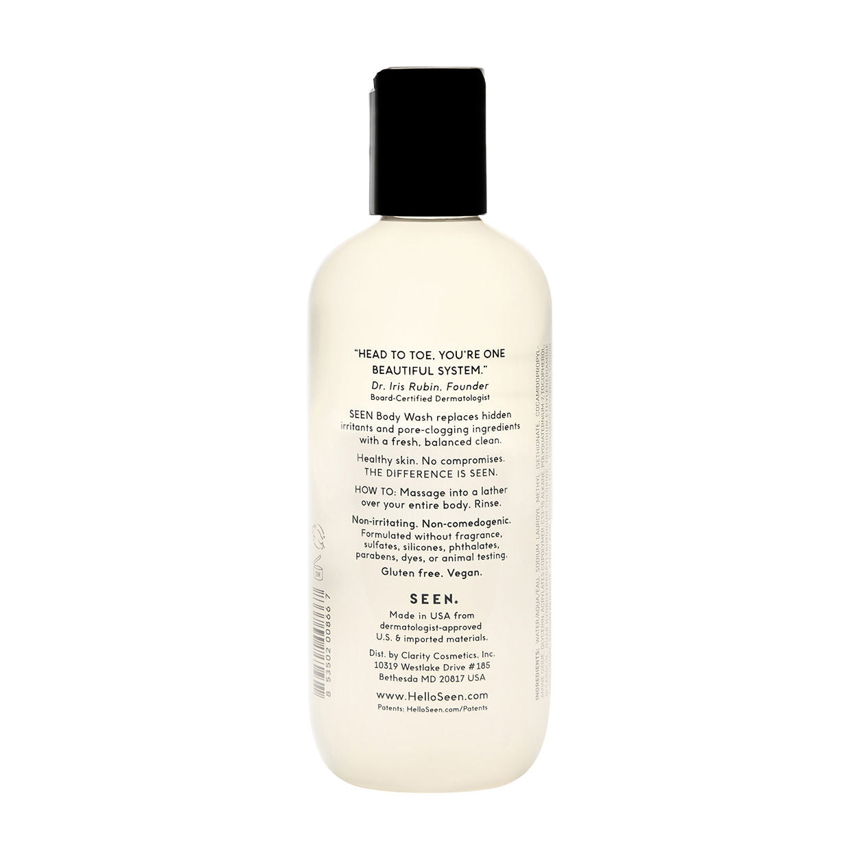 Back image of Seen Fragrance-Free Body Wash variant: 10 fl oz