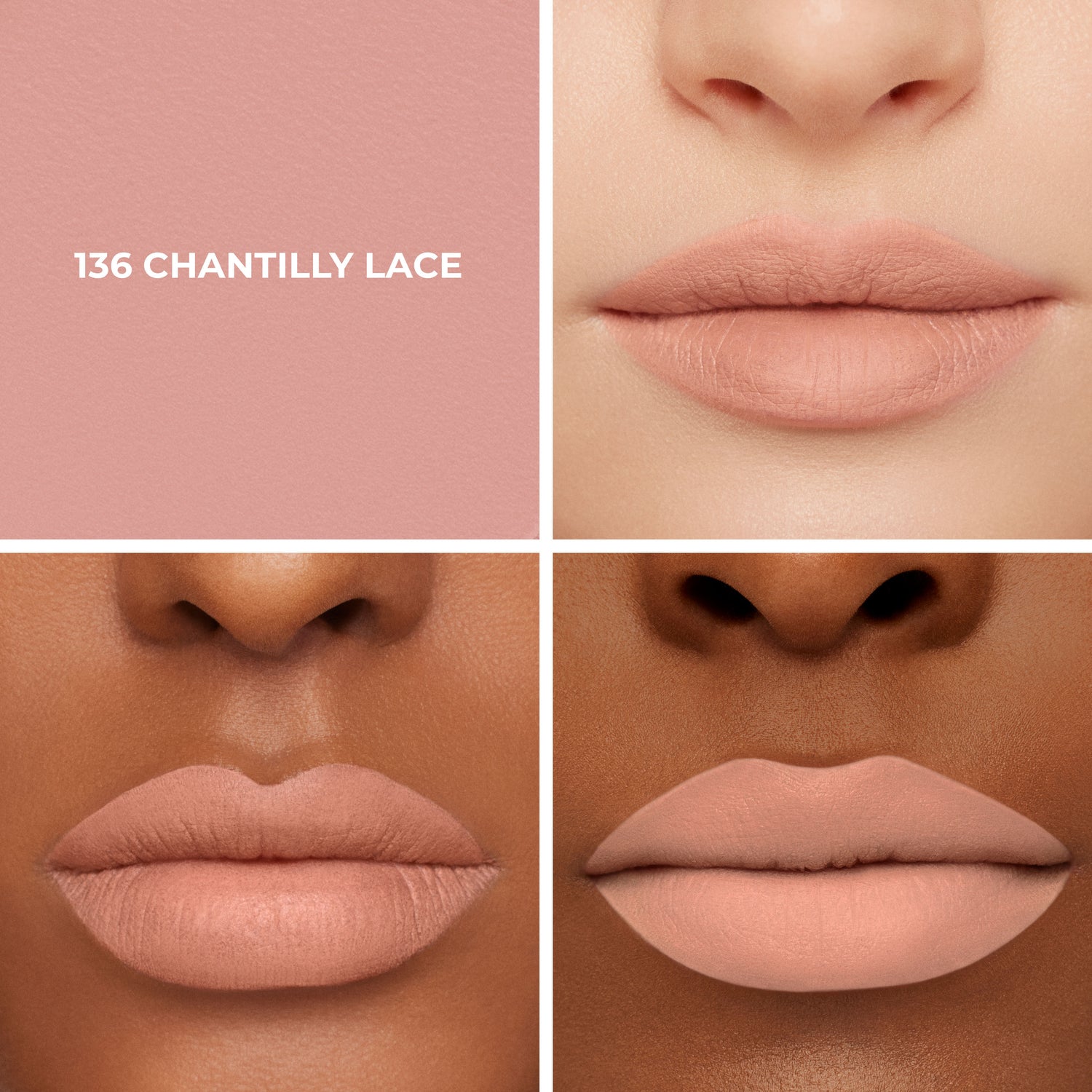 Model image of Laura Mercier Caviar Smoothing Matte Lipstick variant: 136 Chantilly Lace