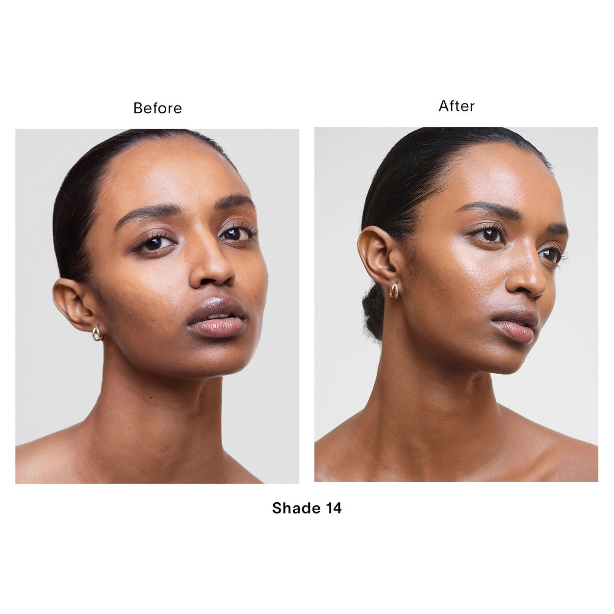 Before and after results of using Hourglass Veil Hydrating Skin Tint variant: 14